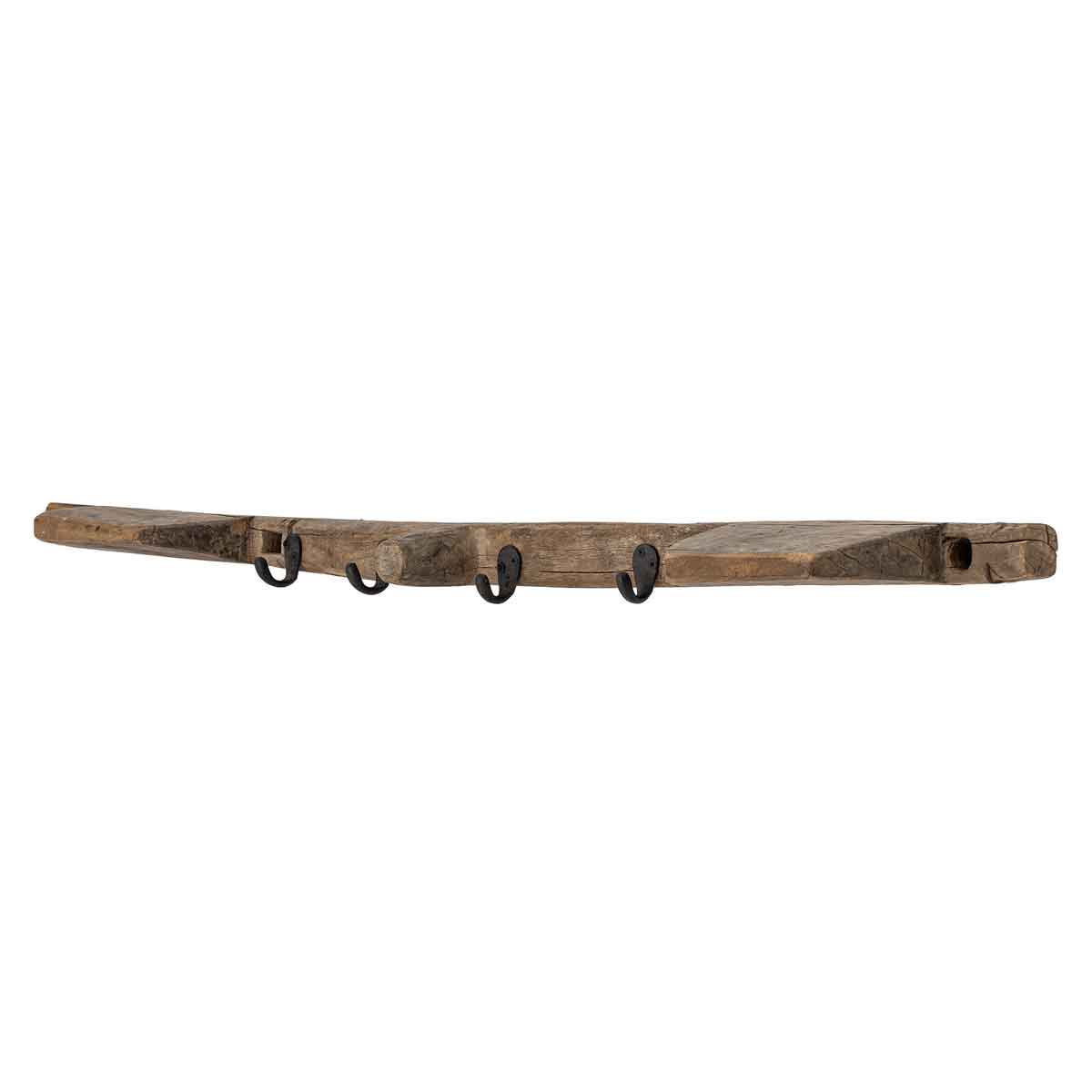 Garderobe_aus_Altholz_82056548 Wandgarderobe aus dunklem Holz mit 4 Kleiderhaken - Einzelansicht