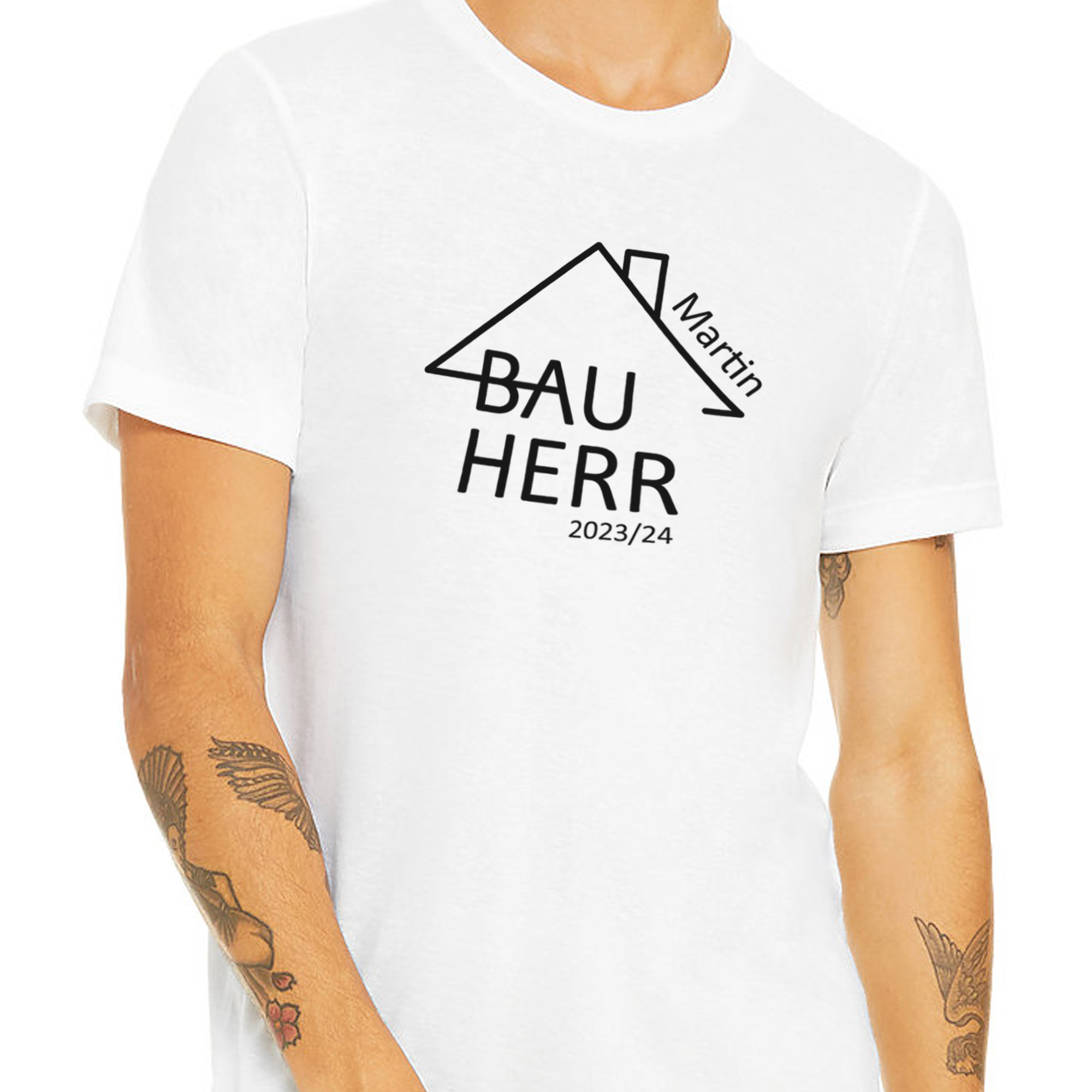 Personalisiertes T-Shirt Bauherr - weiss / schwarz