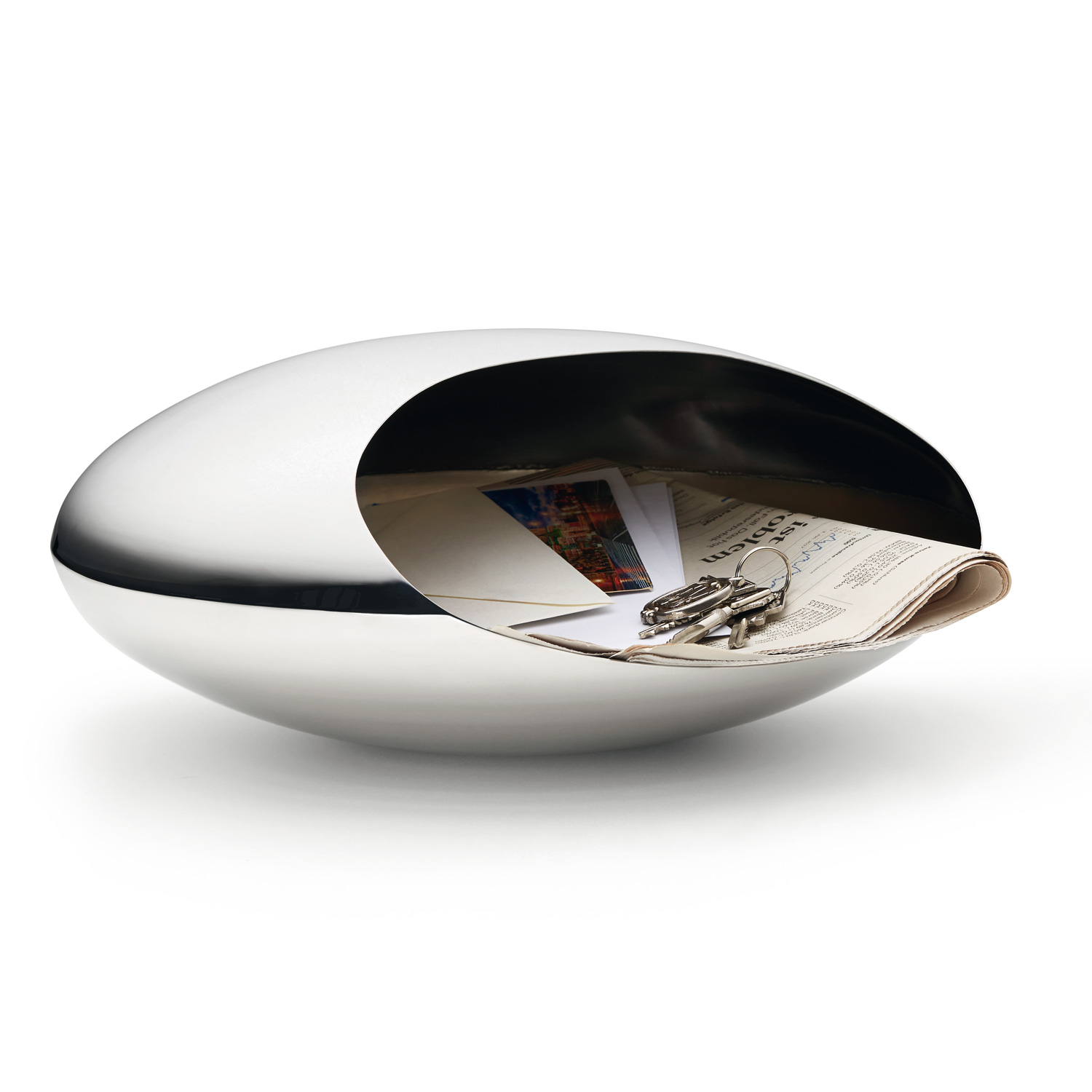 108003_COCOON_Ablageschahle Futuristische Aufbewahrungsschale für Zeitungen und Schlüssel