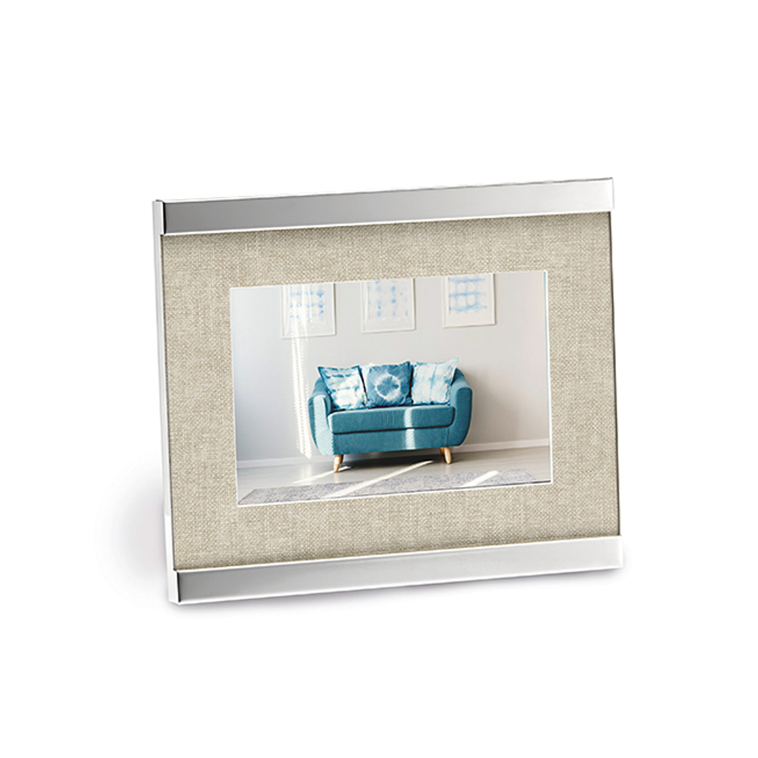 Fotorahmen_Home_Philippi Bilderrahmen aus Metall mit Passepartout aus Leinenstoff 9 x 13