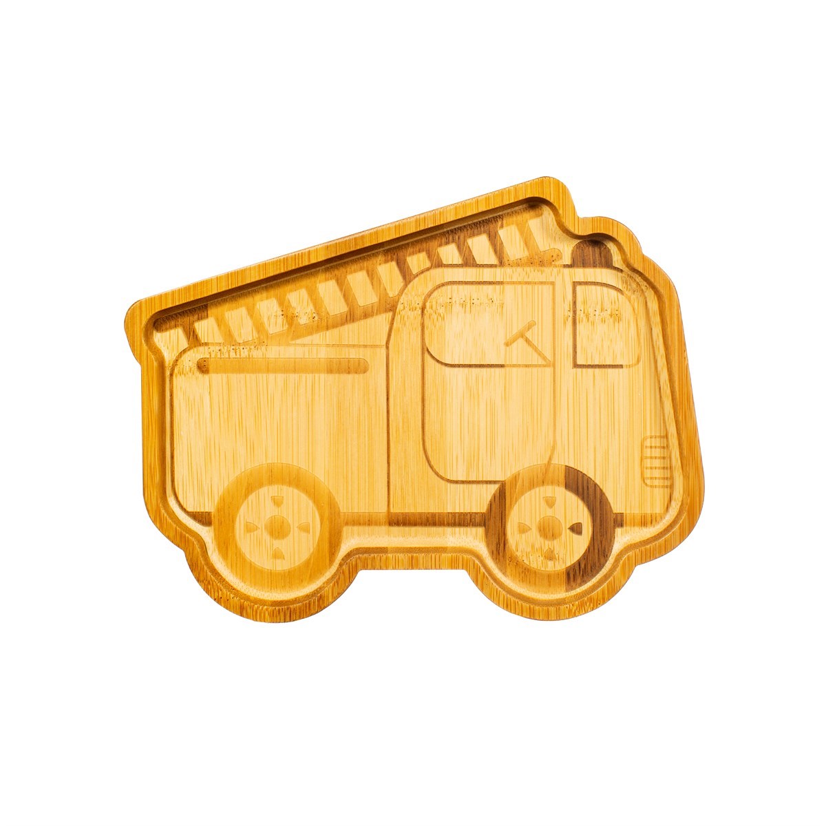 Sass & Belle - Kinderteller Feuerwehr - Bambusteller Fire Engine - Holzbrettchen
