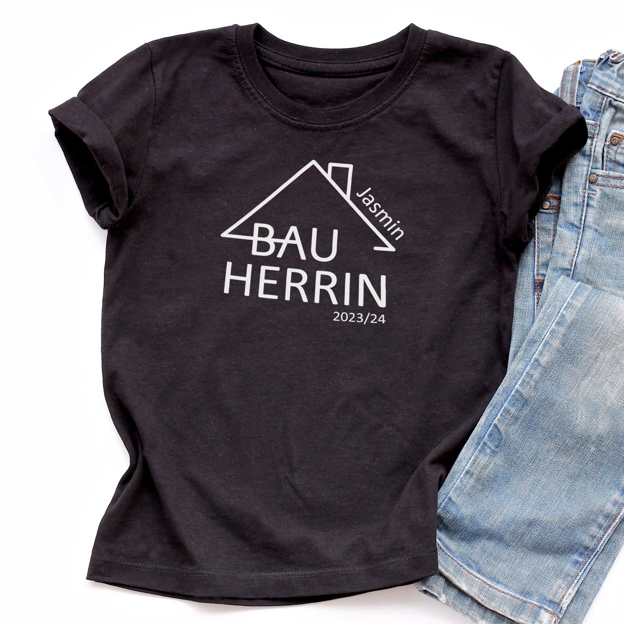 Bauherrin_2_schwarz Personalisiertes T-Shirt Bauherrin