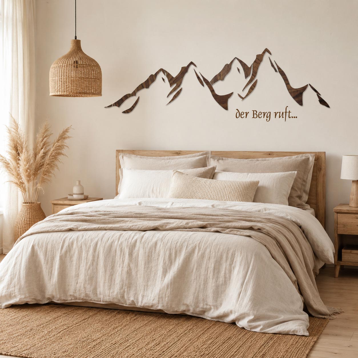 Wanddekoration XXL aus Holz | Der Berg ruft ... | Bergpanorama Alpen & Berge für Dein zu Hause