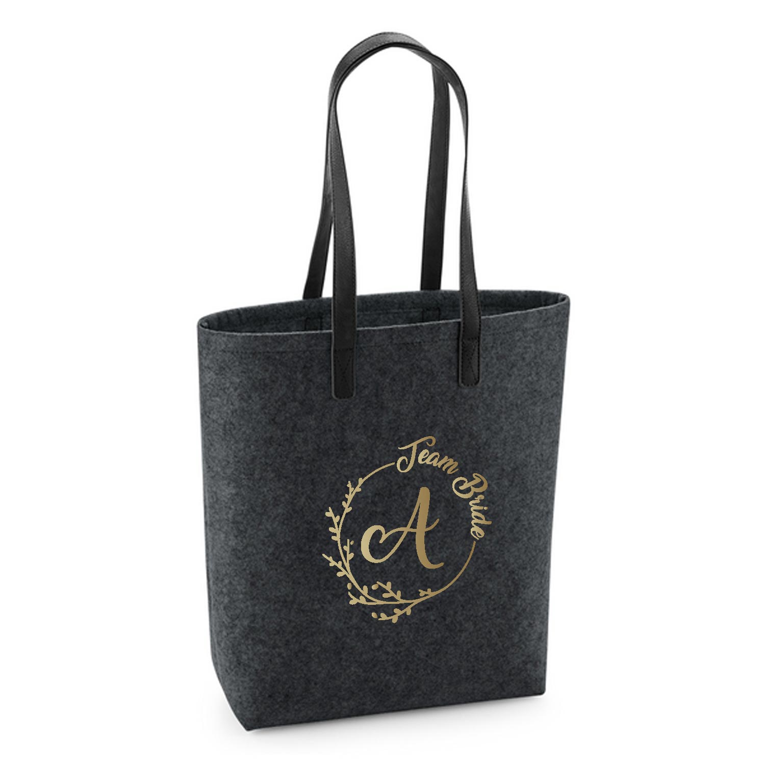 Filztasche Charcoal Melange / Black mit Gold