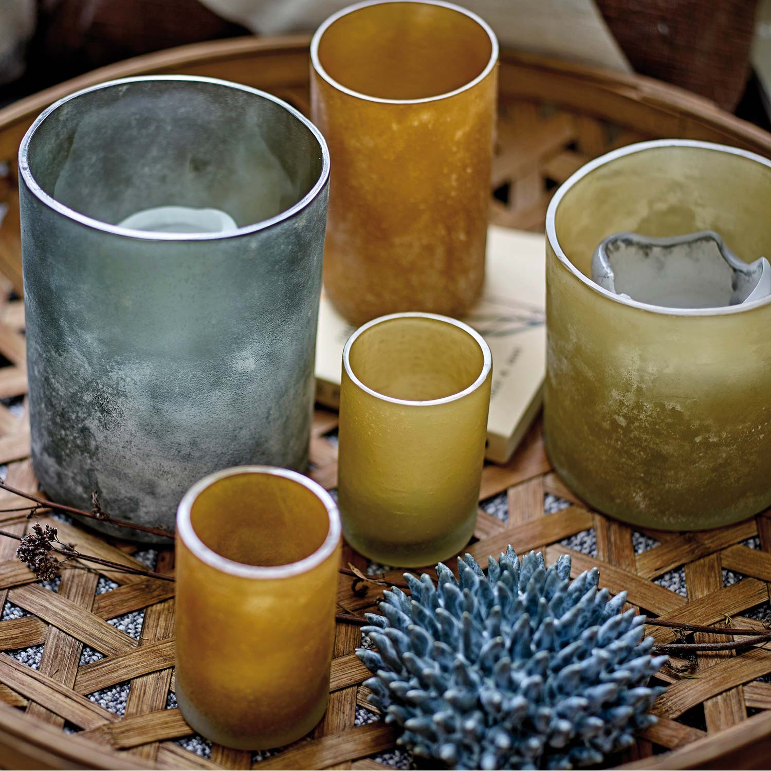 82040860_99 Afife Votive, Green, Glass Bloomingville