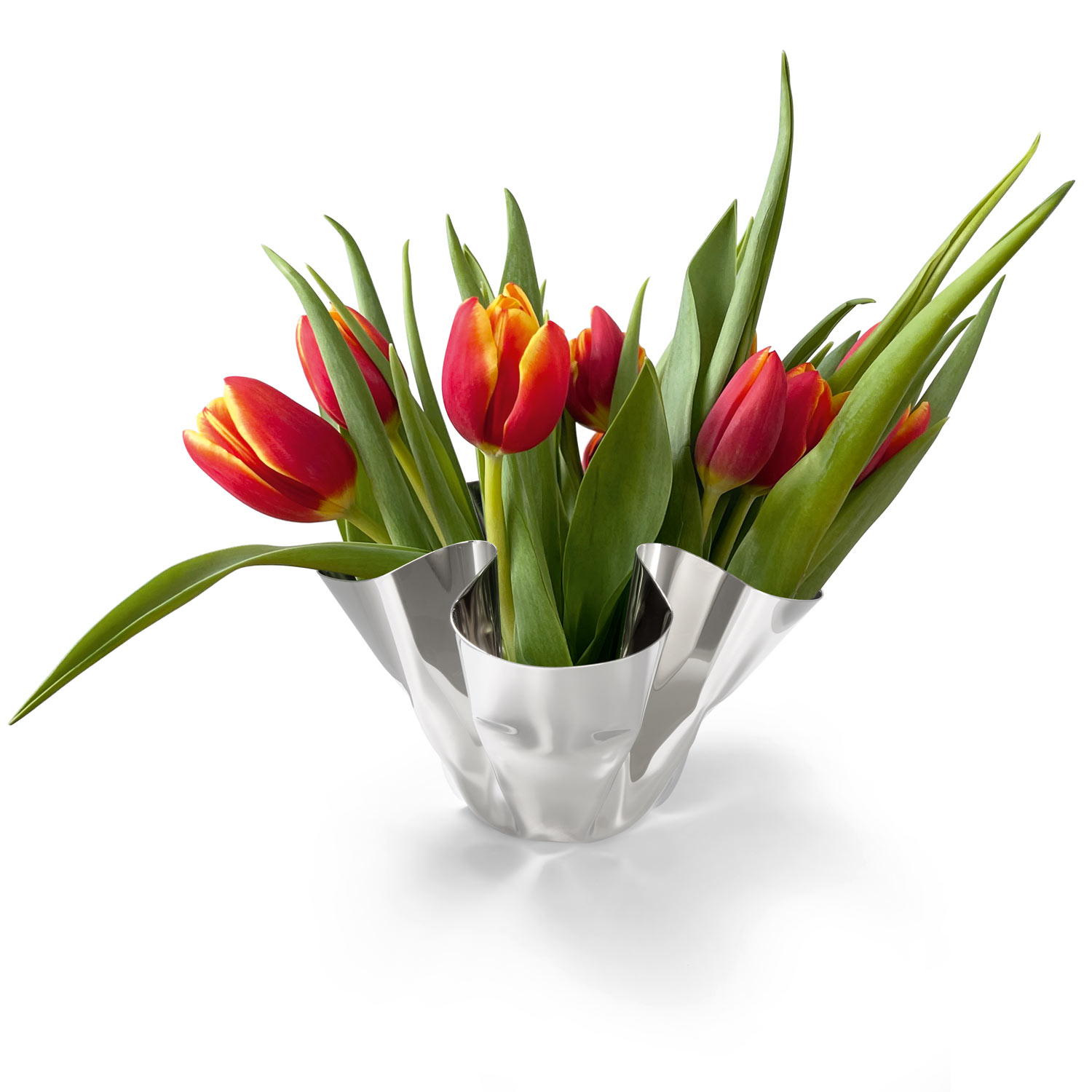 Windlicht_MARGEAUX_105010_1 Teelicht und Vase MARGEAUX aus Edelstahl - mit Tulpen gefüllt