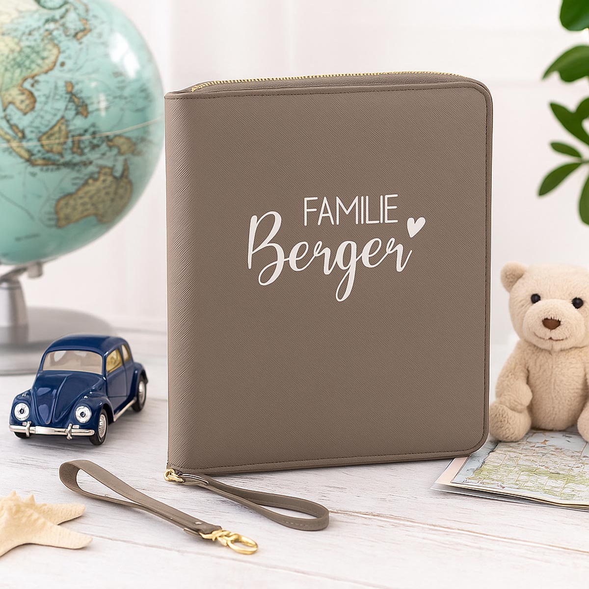Personalisierter Familien-Organizer – Travel-Mappe & Reiseetui mit Namen | Dokumententasche für Pässe, Tickets & Unterlagen