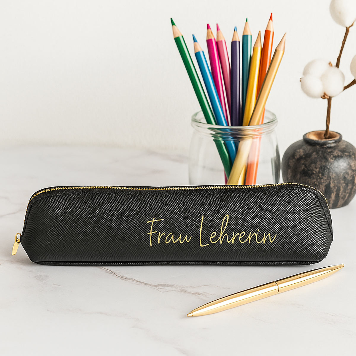 Personalisierbares Mäppchen mit Namen – Etui aus veganem Leder, Geschenk Personalisierbares Mäppchen mit Namen – Etui aus veganem Leder, Geschenk