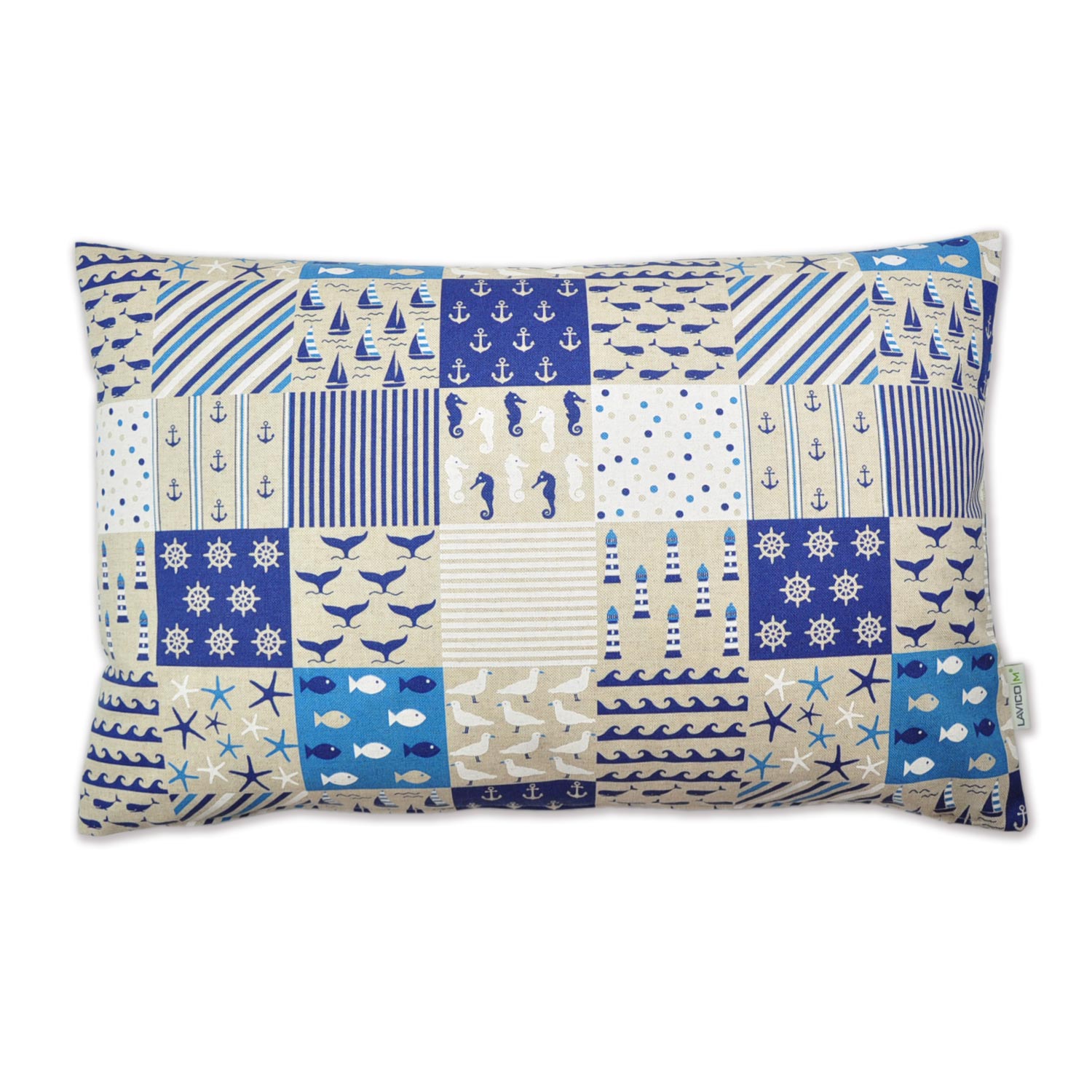 Dekokissen-Patchwork-1-mit-maritimem-Patchworkmuster-1 Zierkissen mit maritimen Motiven