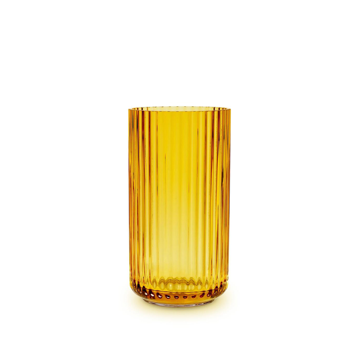 Lyngby Porcelæn - Zeitlose Rillenvase Amber aus mundgeblasenem Glas