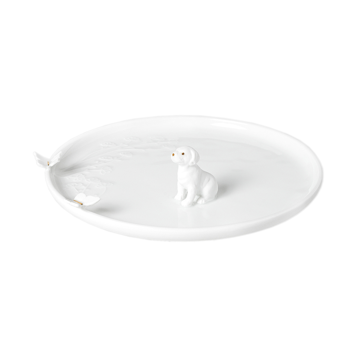 Räder – Porzellanteller 'Hund' – Dekoteller mit Hundefigur & Golddetails