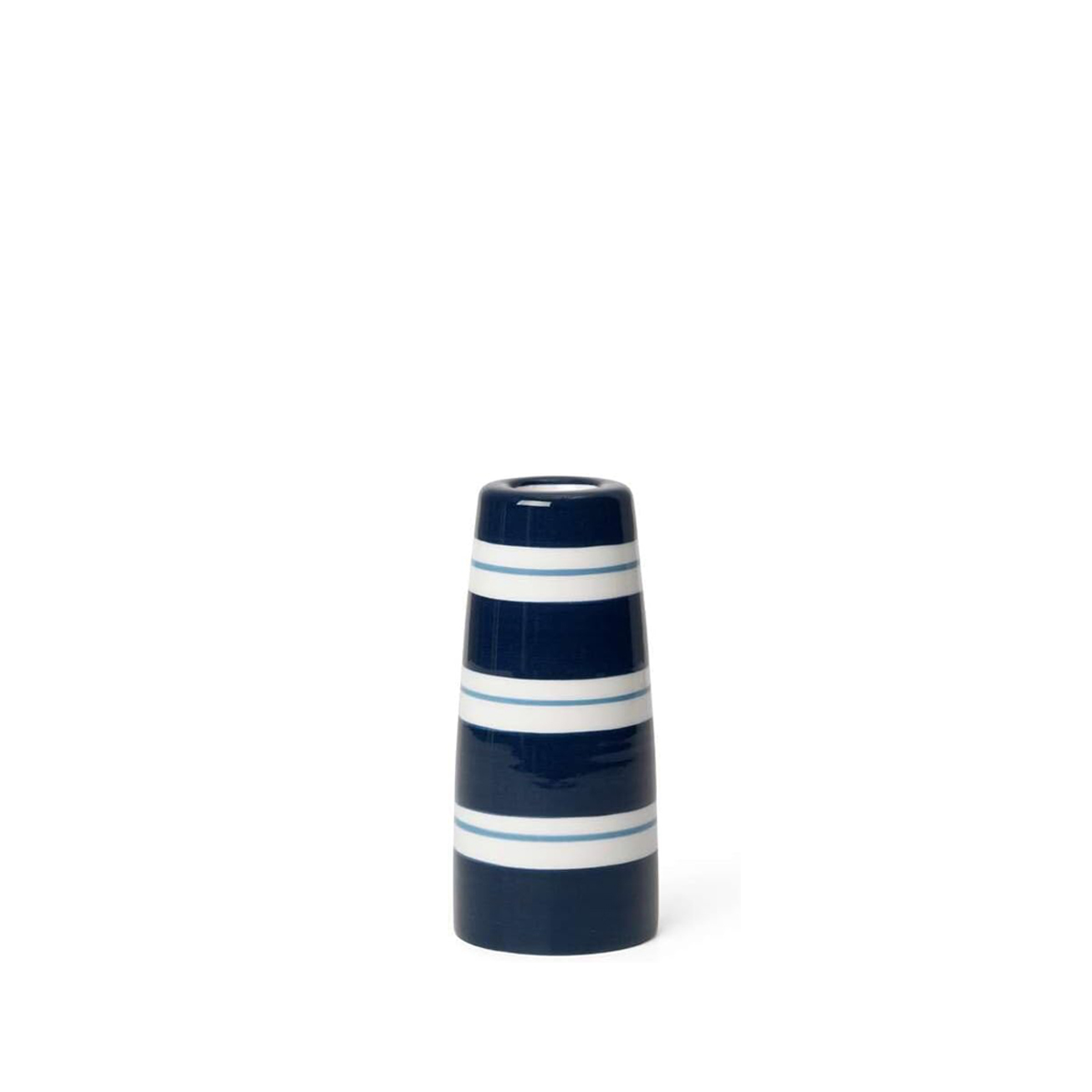 Kähler Design 690155 - Omaggio Kerzenständer mit dunkelblauen Streifen - 12 cm