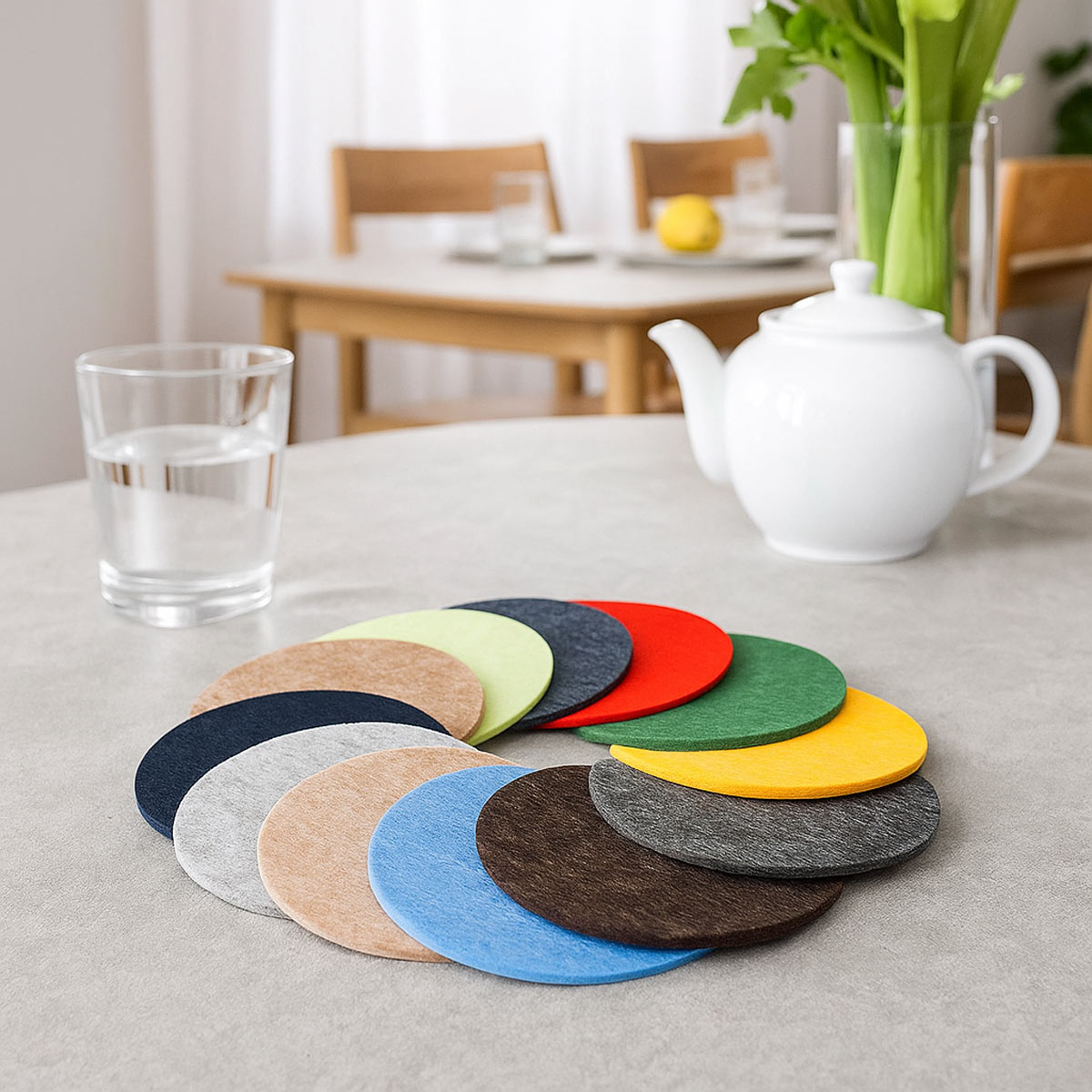 Runde Filzuntersetzer, Tischdeko, Untersetzer aus Merinowolle, Wollfilz - Ø 10cm