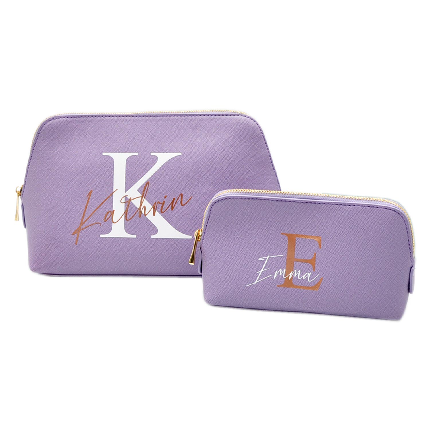 Kulturtasche mit Initial und Namen - Farbe: Lilac, Set