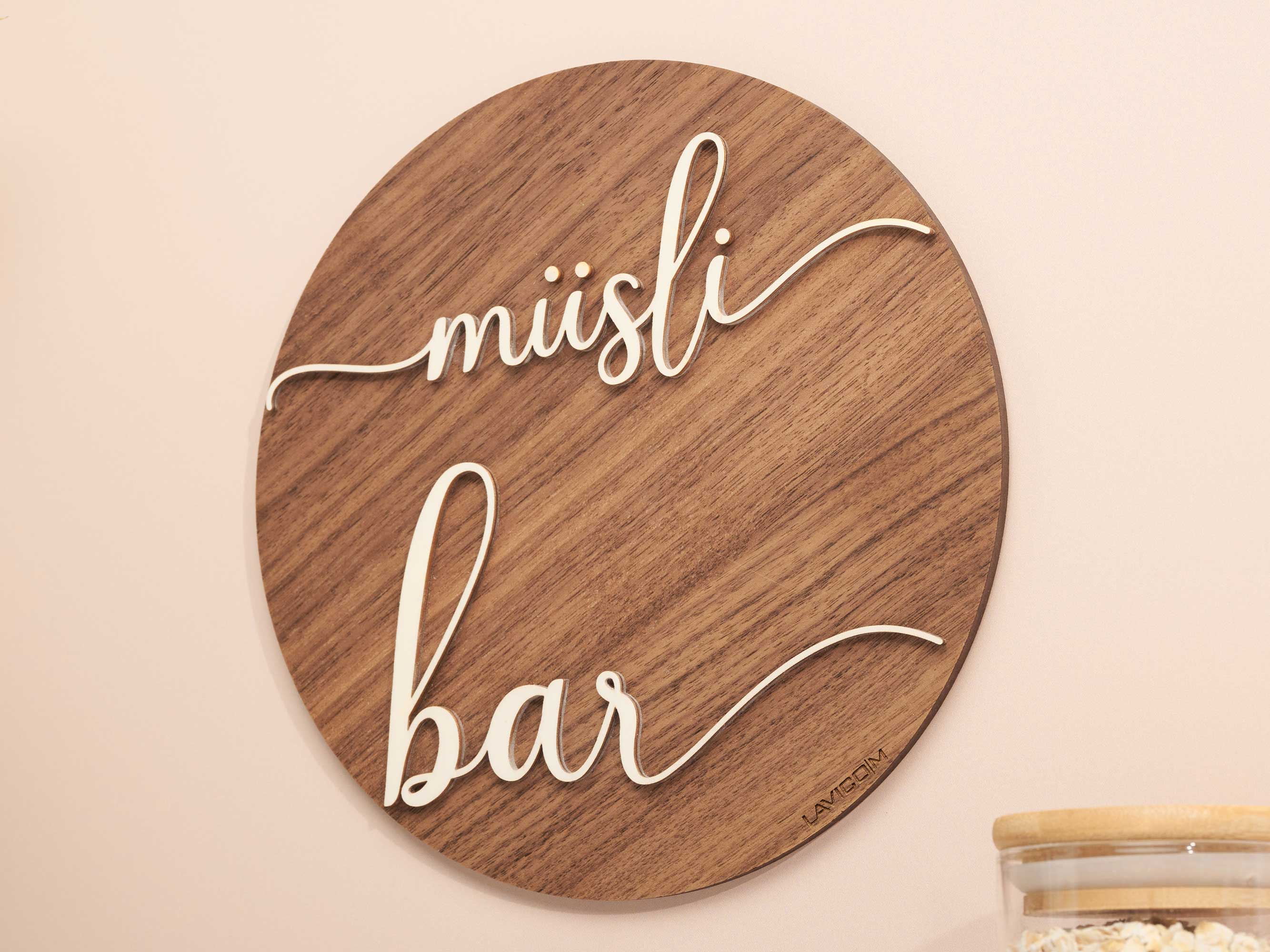 40609726279532345_180 Müsli Bar, Rundes Holzschild
