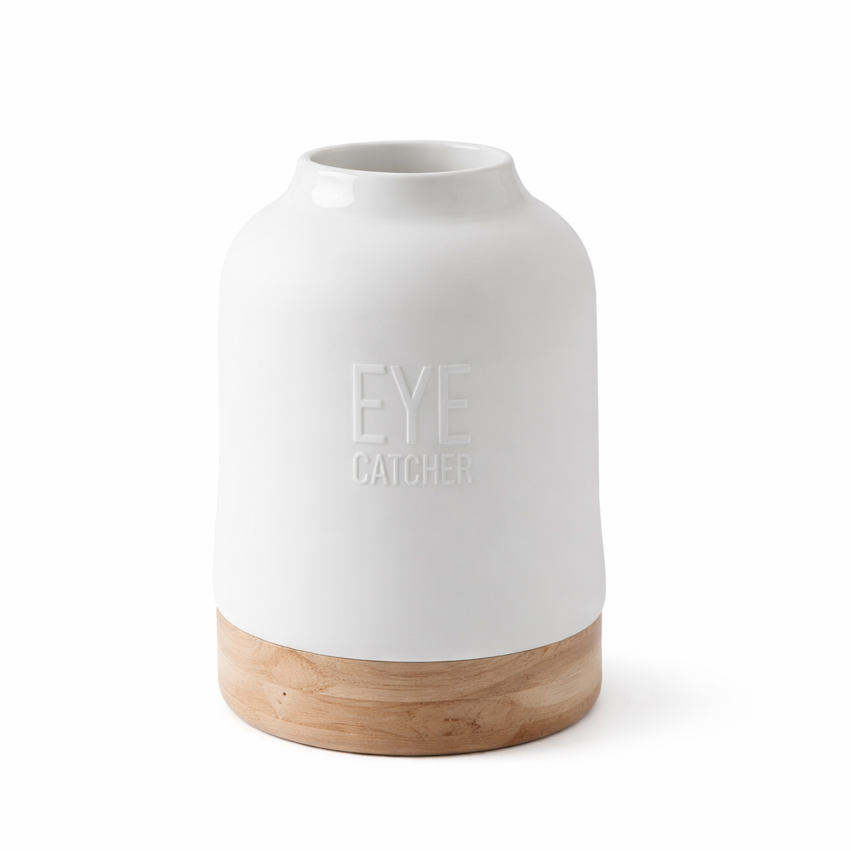 Räder – Dekovase 'Eyecatcher' – Weiße Porzellanvase mit Akazienholz