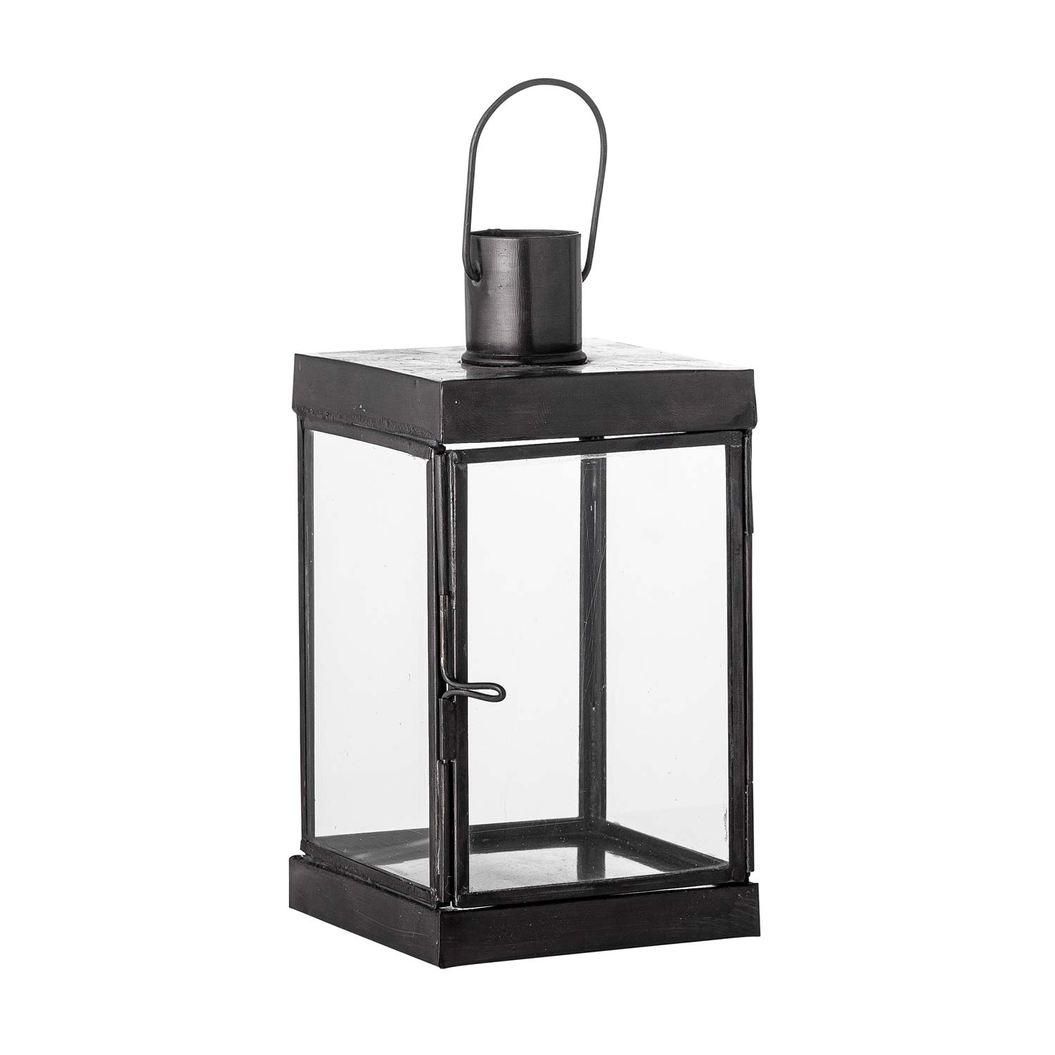 Bodenlaterne_82050970 Schwarze Laterne aus Metall und Glas mit Henkel