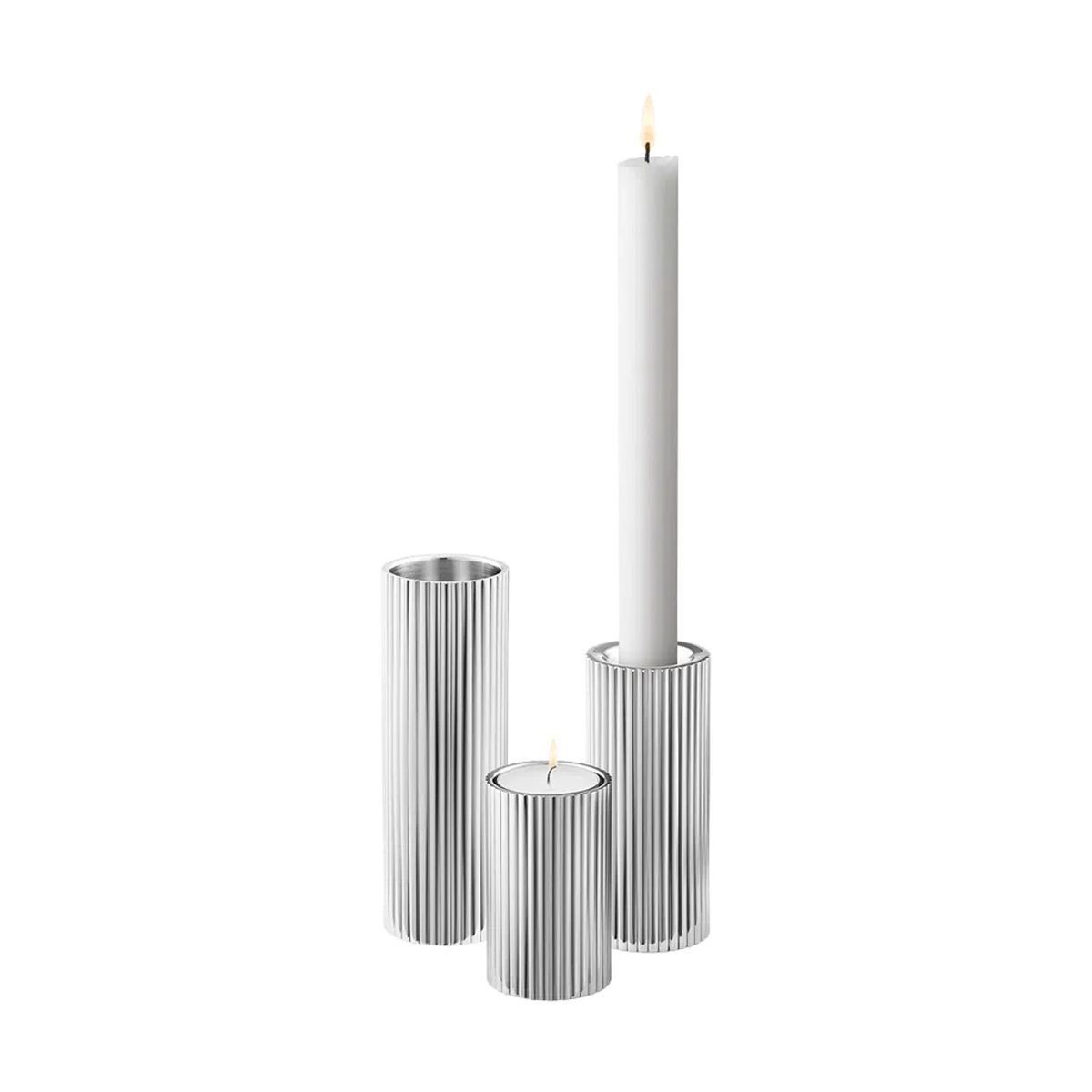 Georg Jensen - BERNADOTTE Teelicht & Spitzkerzenhalter-Set in verschiedenen Höhen