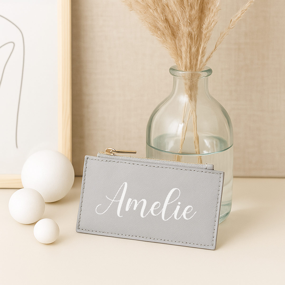 Personalisierte Geldbörse für Damen – Kleines Portemonnaie mit Namen oder Initialen, Kartenetui mit Münzfach – Geschenk für Freundin & Schwester