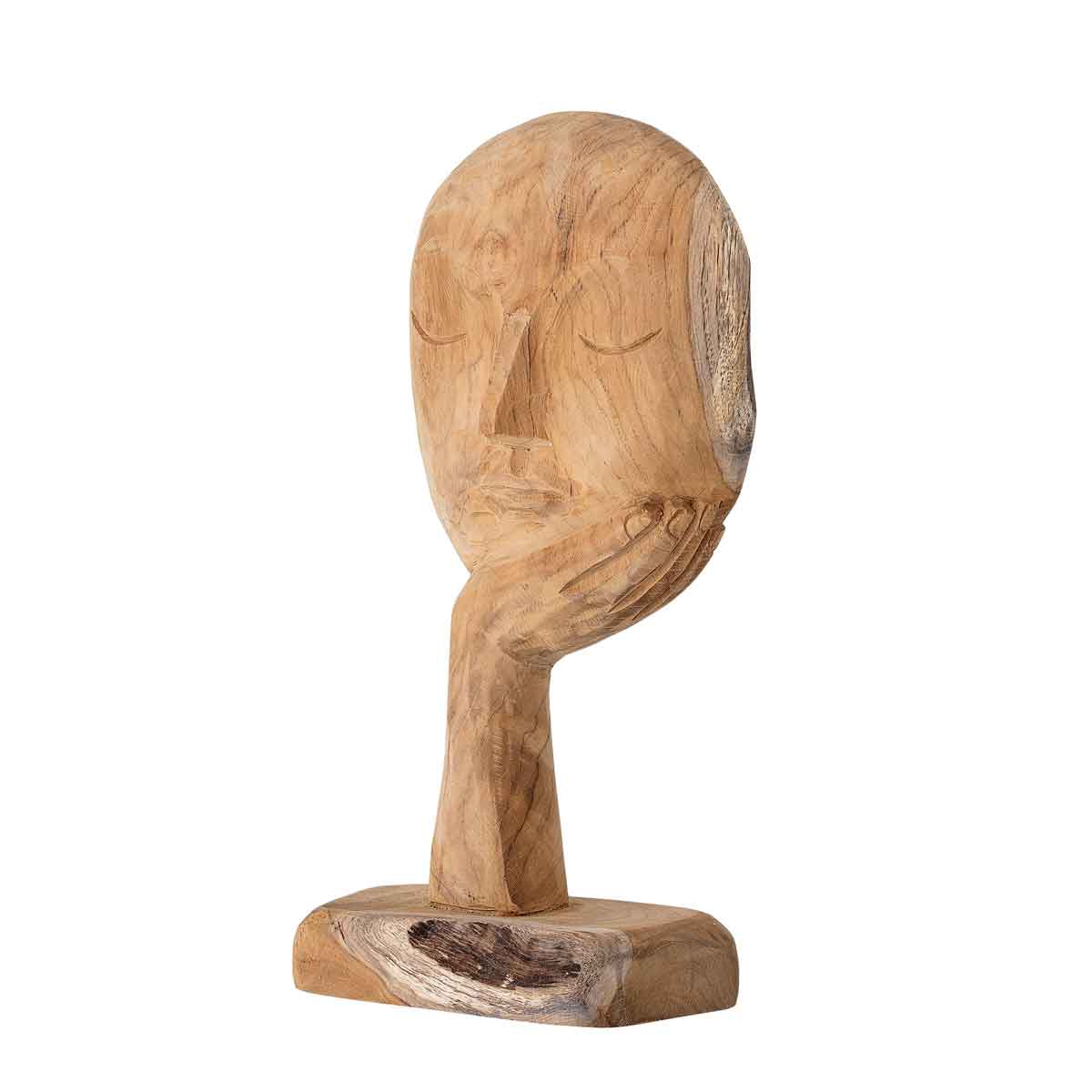 Skulptur in Form eines Gesichts aus Holz - leicht gedrehte Ansicht