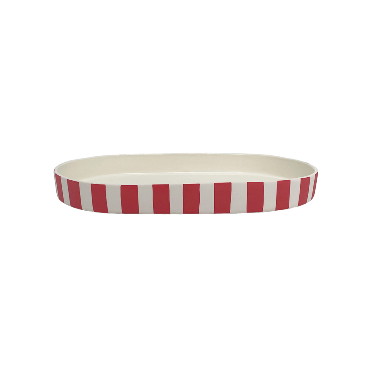 OYOY - Toppu Servierplatte - Ovales Tablett im Streifen-Design - Weihnachten