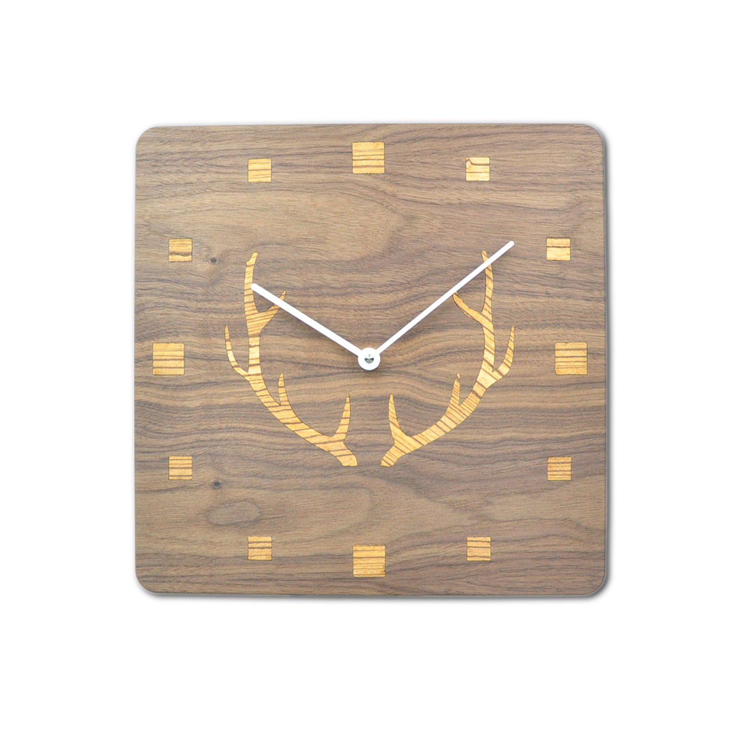 Wanduhr aus Holz mit Quarzwerk - Wohnzimmeruhr im Landhaus Stil & Hirschgeweih