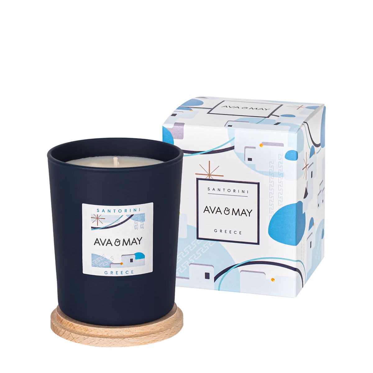 AVA & MAY - Santorini Duftkerze - Vegane Duftkerze aus 100% Sojawachs