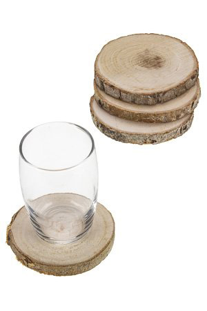 Baumrinden_1 Holzscheiben Untersetzer aus Naturholz – 4er Set