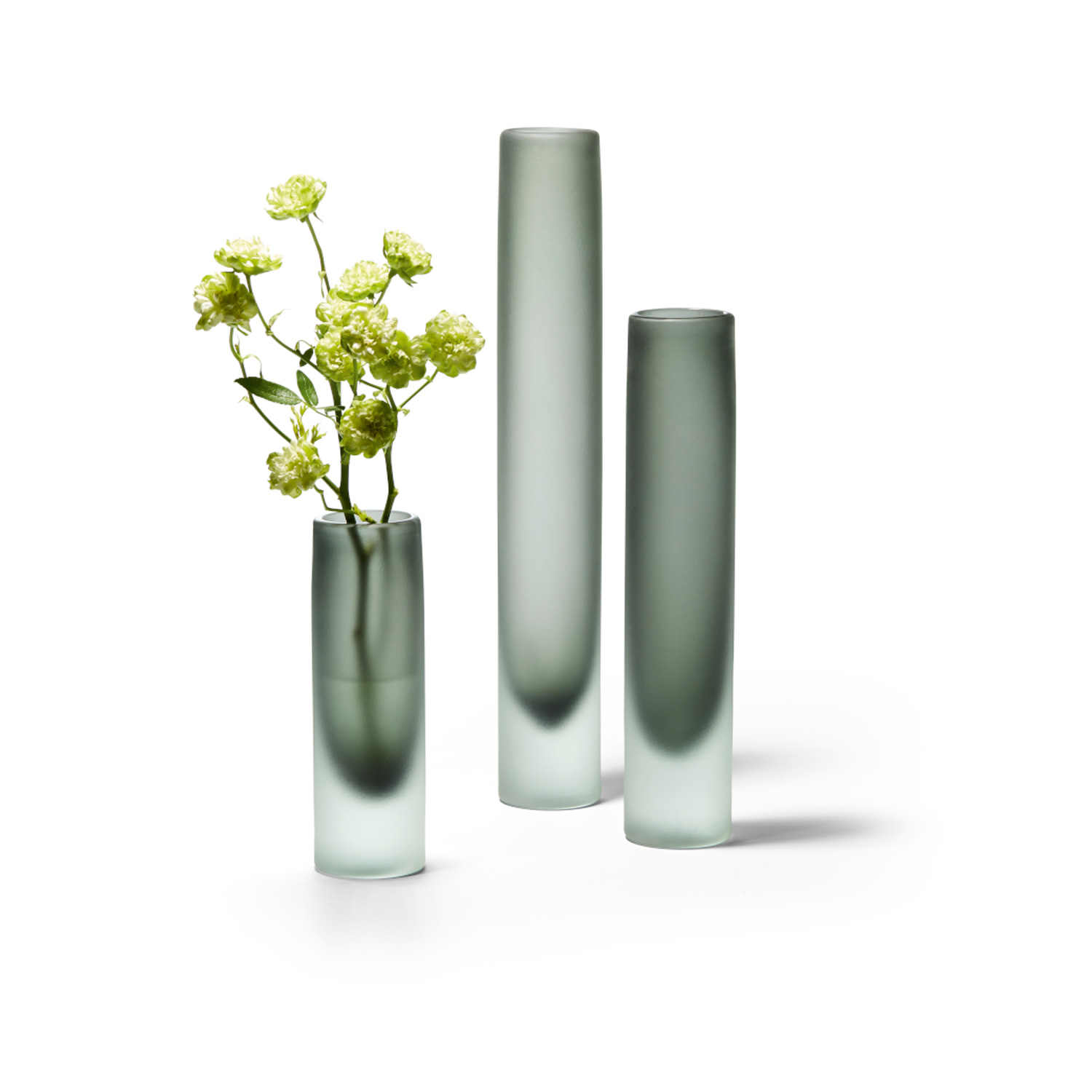 hohe-gefrostete-glasvase Extra schmale Blumenvase für einzelne Blumen