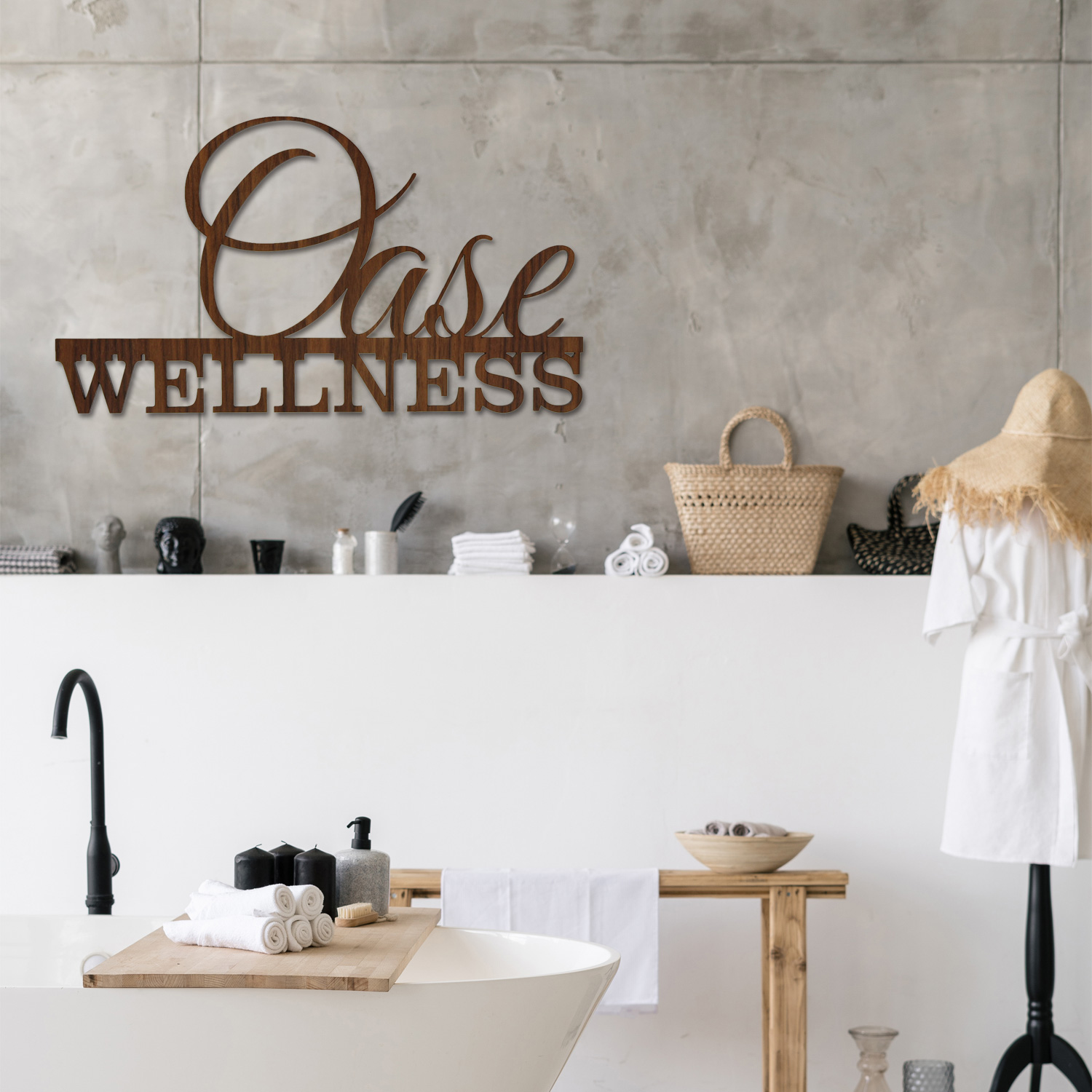Wellness_Oase Dekoration aus Holz, Wellness Oase - Wanddekoration für die Spa & Beauty Lounge