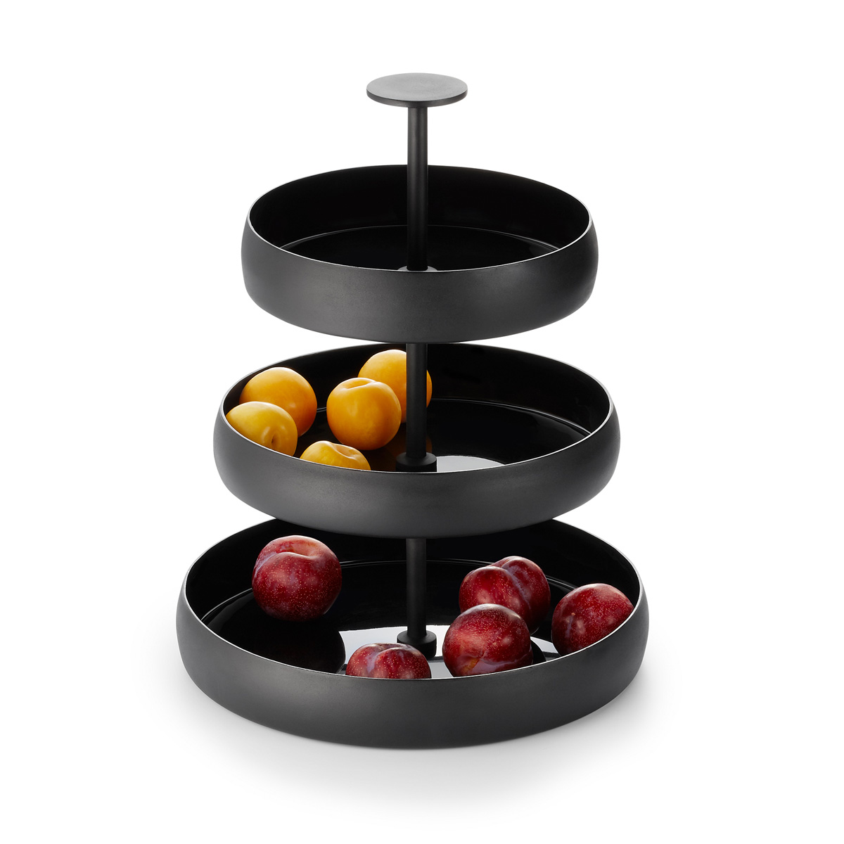 Schwarz Etagere aus emailiertem Aluminium Solo mit Obst