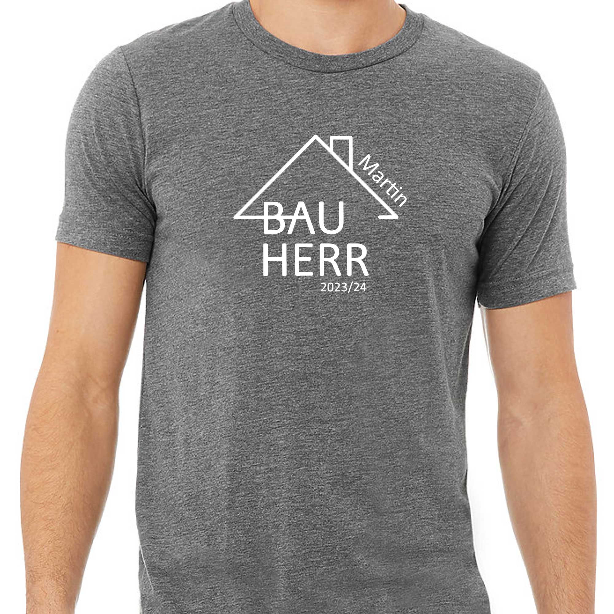 Personalisiertes T-Shirt Bauherr - grau / weiss