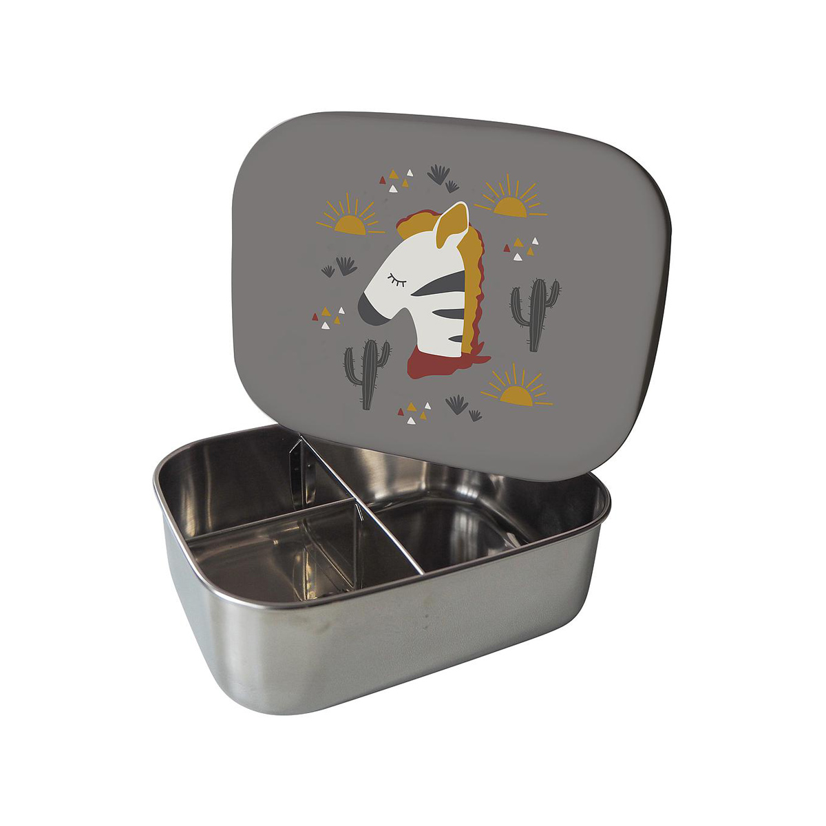 kikadu - Brotdose Zebra - Lunchbox für Kinder - Grau