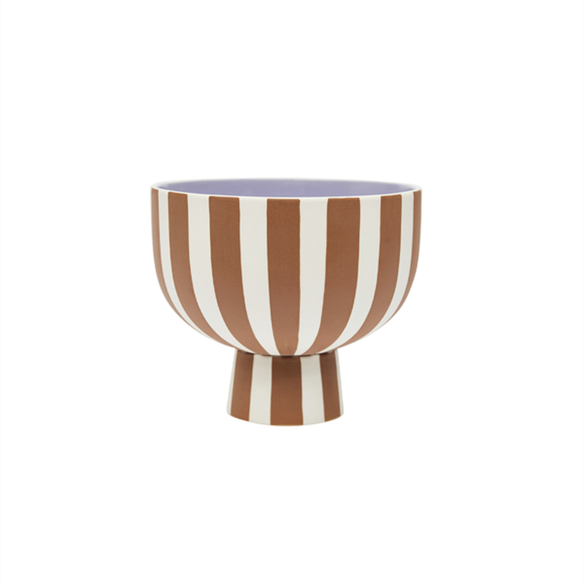 OYOY - Toppu Bowl - Keramikschale im Streifen-Design - Dekoschale auf Fuß