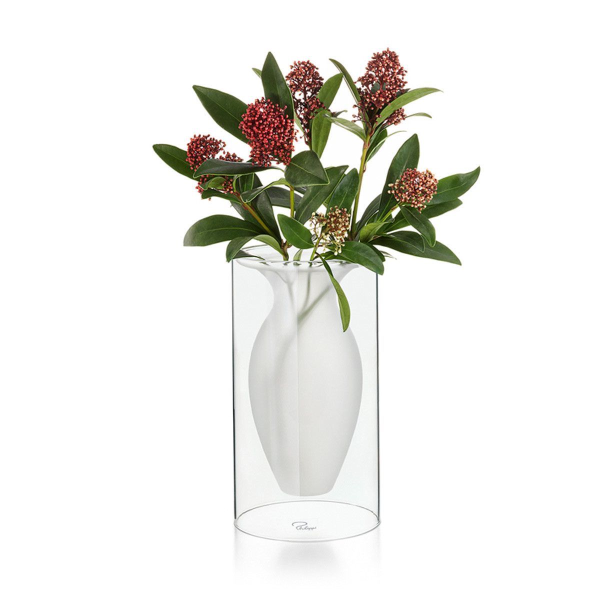 Philippi - Tischvase Esmeralda mit Frosteffekt - Blumenvasen aus mattem Glas