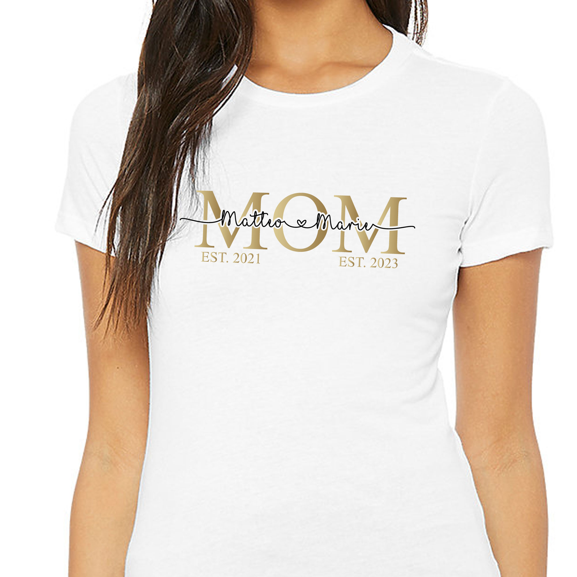 Personalisiertes T-Shirt MOM - Weiss