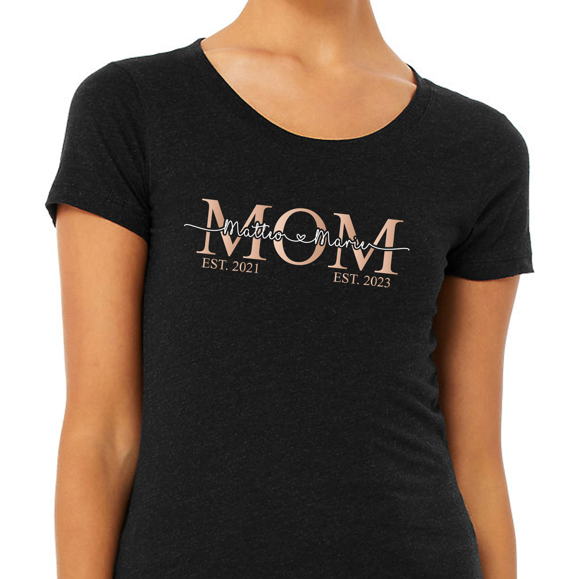 Personalisiertes T-Shirt MOM - Schwarz