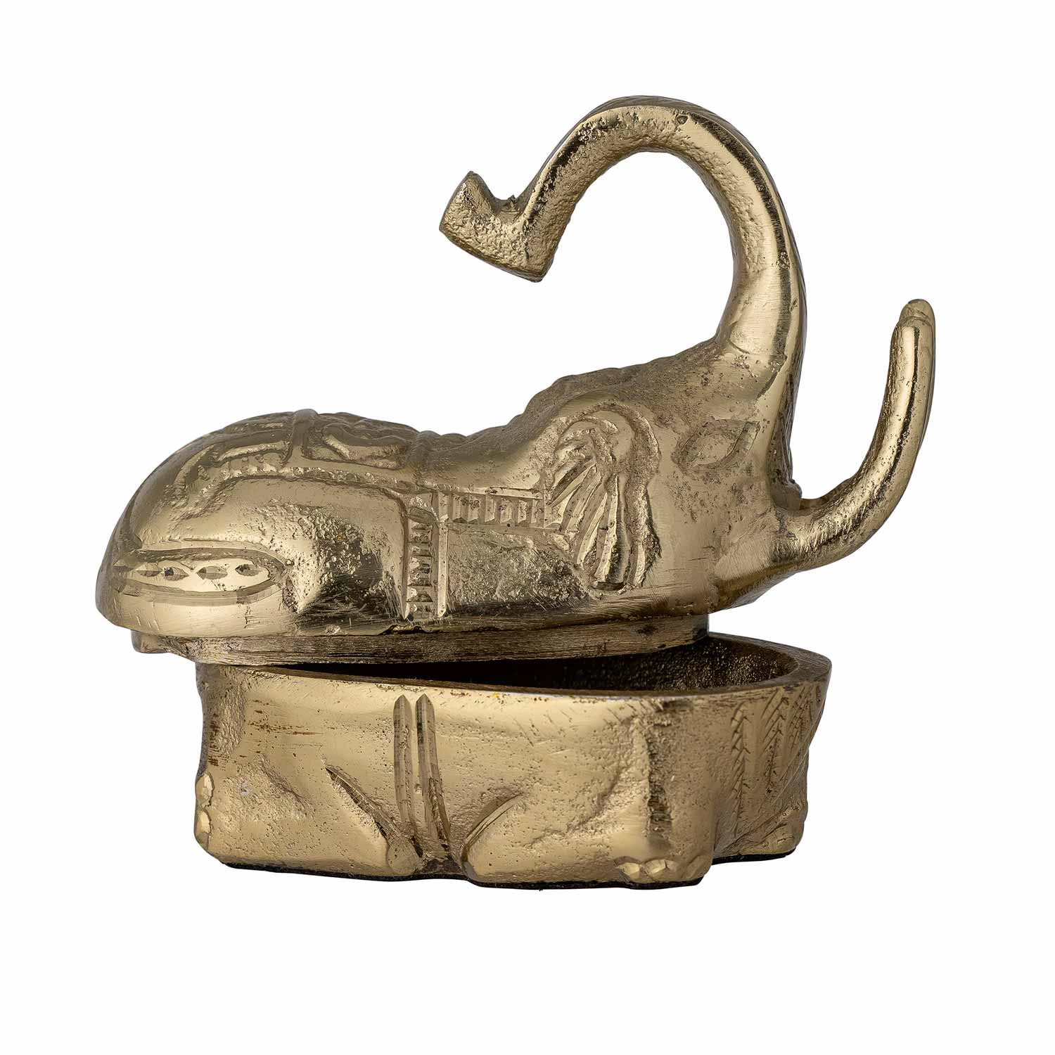 Goldener Elefant als Schmuckdose - mit geöffnetem Deckel