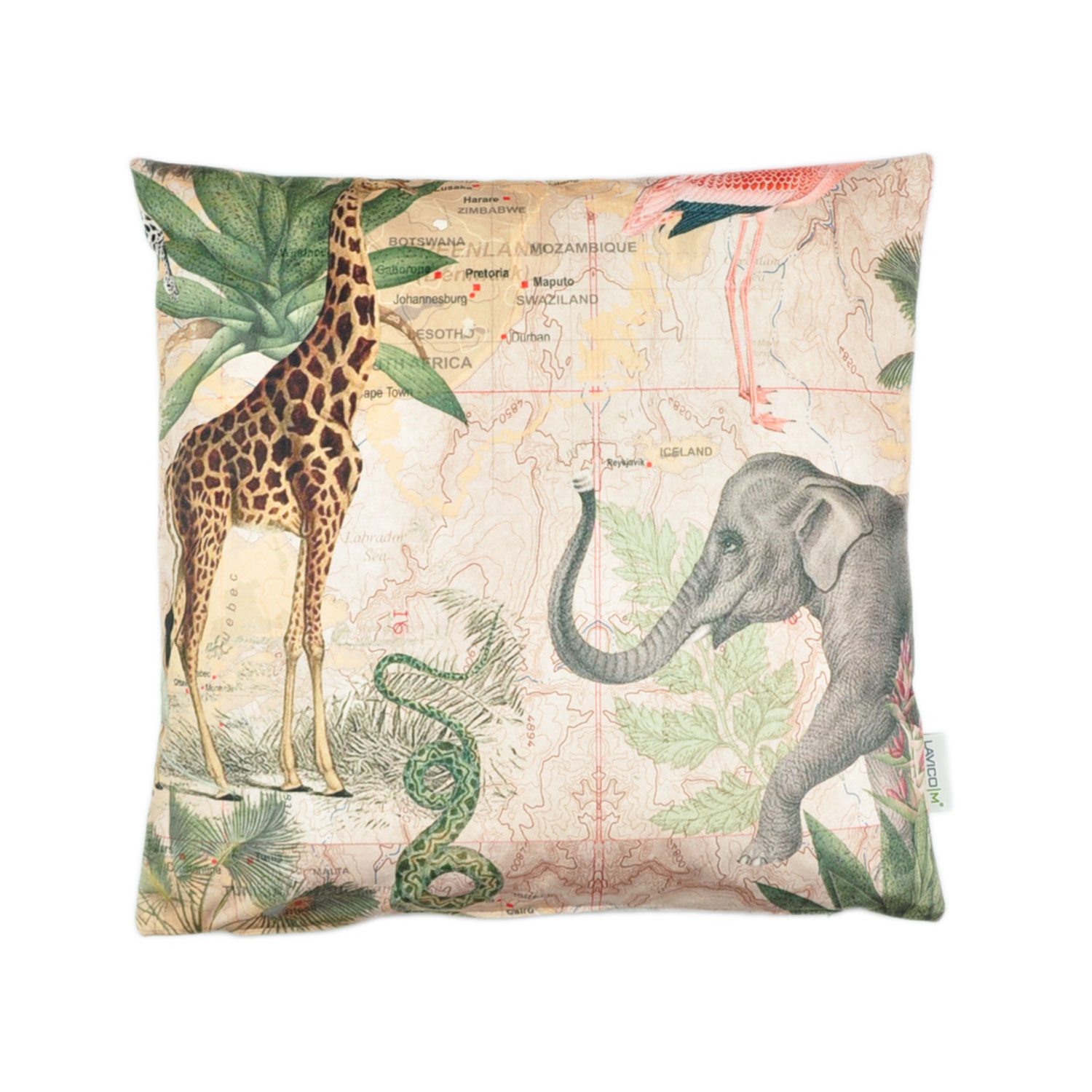 Samtkissen-Afrika-1 Couchkissen mit exotischen Tieren