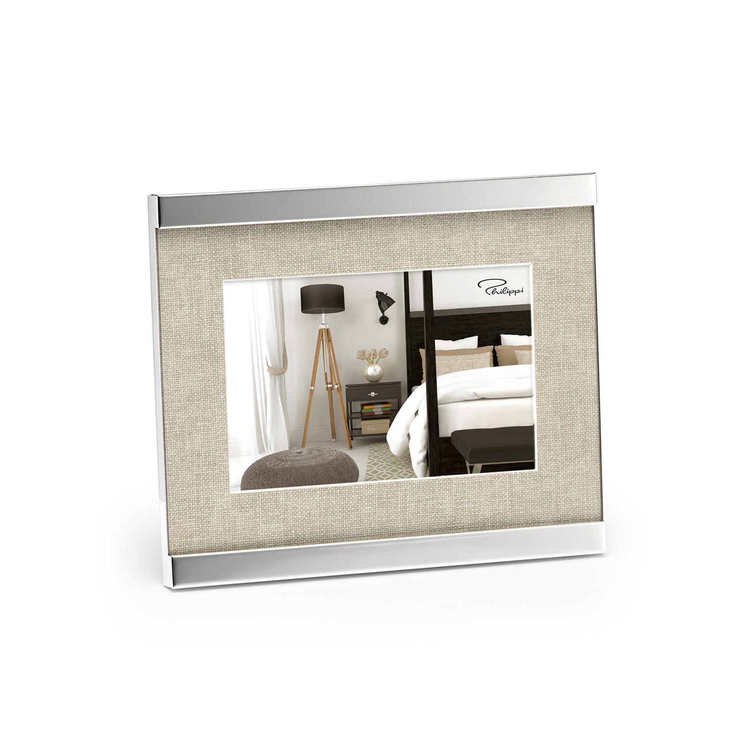Fotorahmen_Home_Philippi2 Bilderrahmen aus Metall mit Passepartout aus Leinenstoff solo