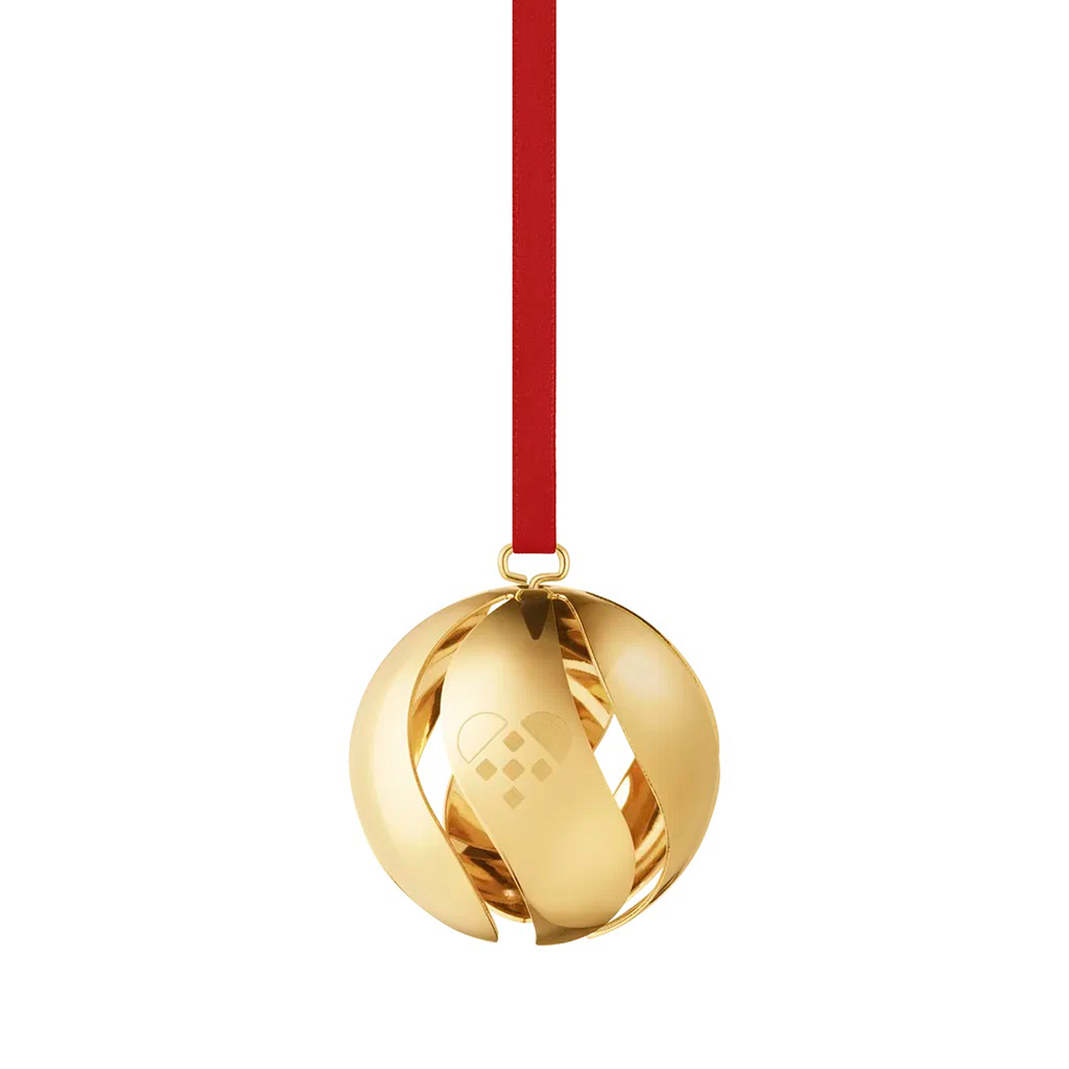 Georg Jensen - 18 Karat vergoldetet Weihnachtskugel 2025 mit dekorativem Zierband