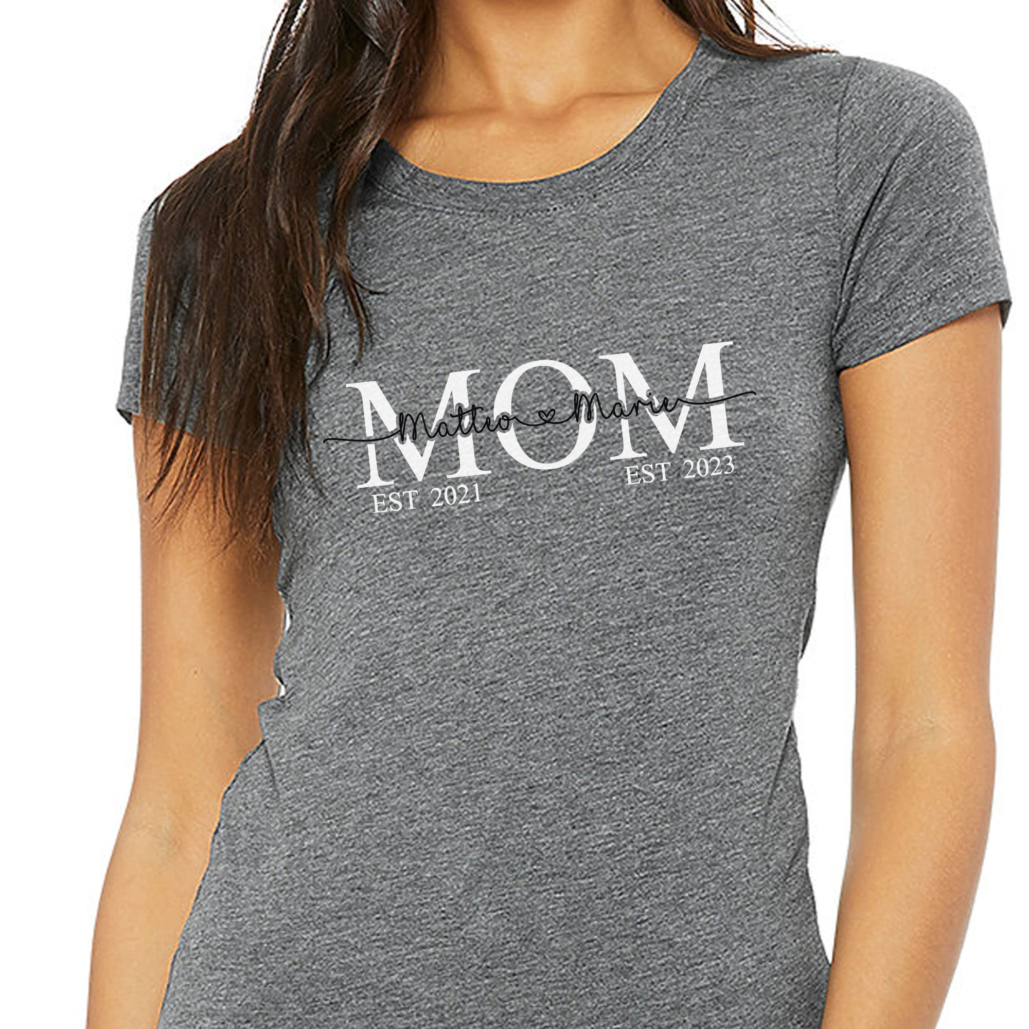 Personalisiertes T-Shirt MOM - Grau