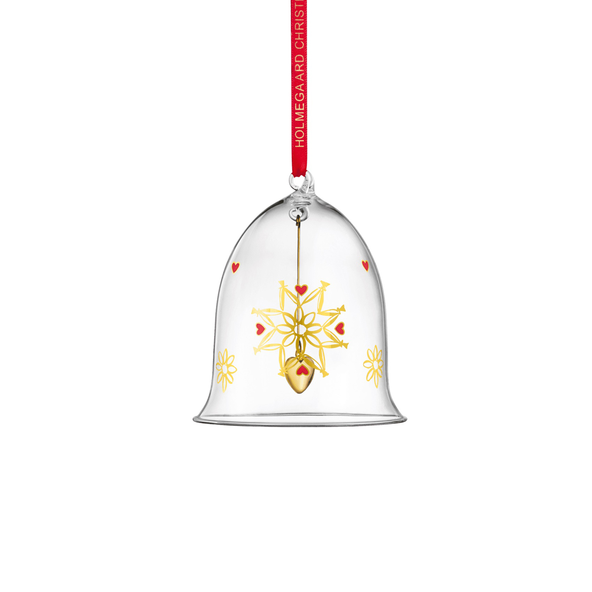 Holmegaard - Weihnachtsglocke mit goldenem Herz Weihnachtsbaum Dekoration