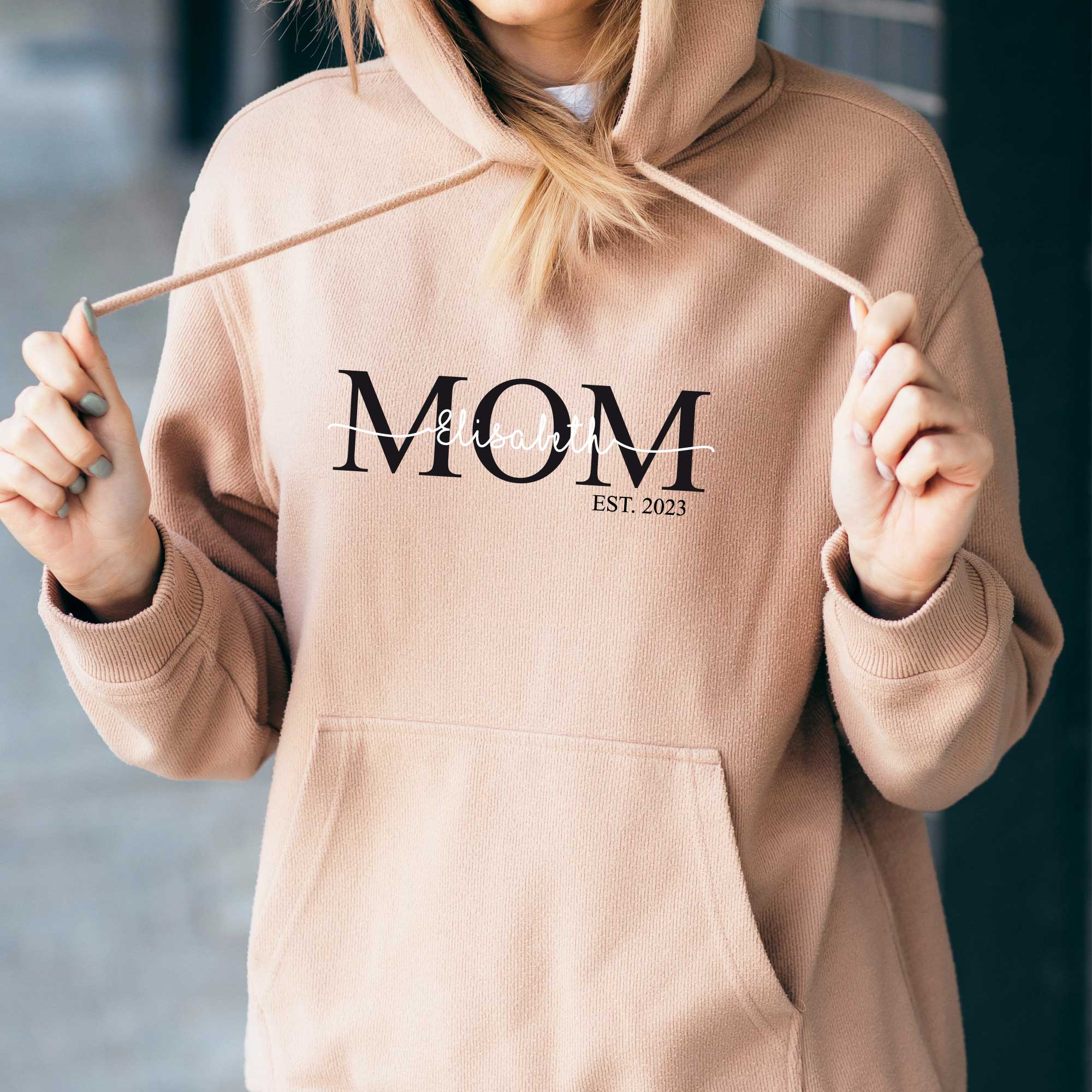 MOM Hoodie - Farbe: Rose - Aufdruck: Schwarz / weiß