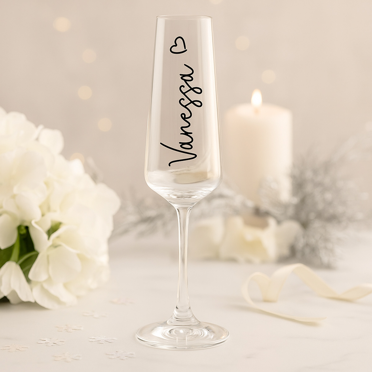 Einzigartiges LEONARDO Sektglas mit Namen & Herz – Personalisiertes Kristallglas als Geschenk