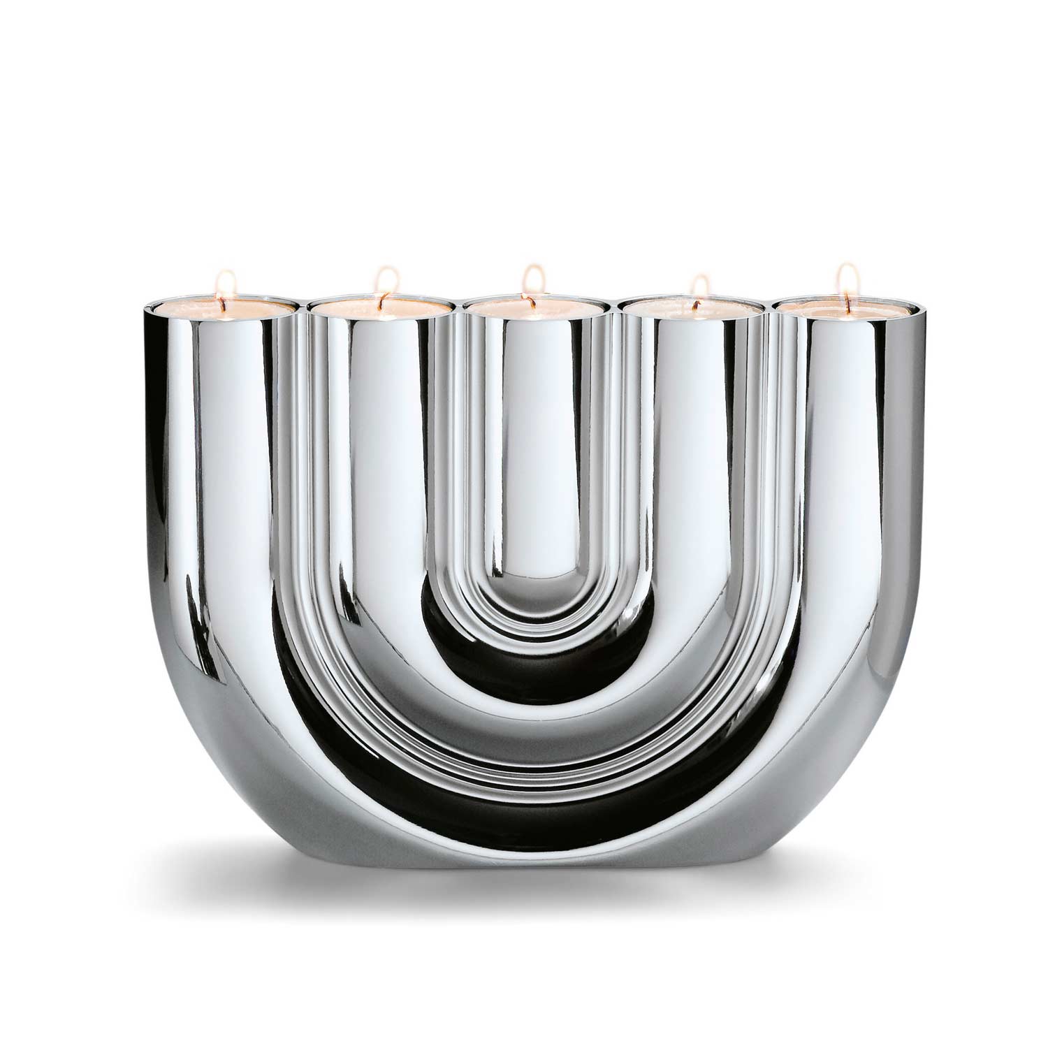 Teelichthalter_123137_DOUBLE_U_2 Teelichthalter von Philppi für 5 Teelichter - Vorderansicht
