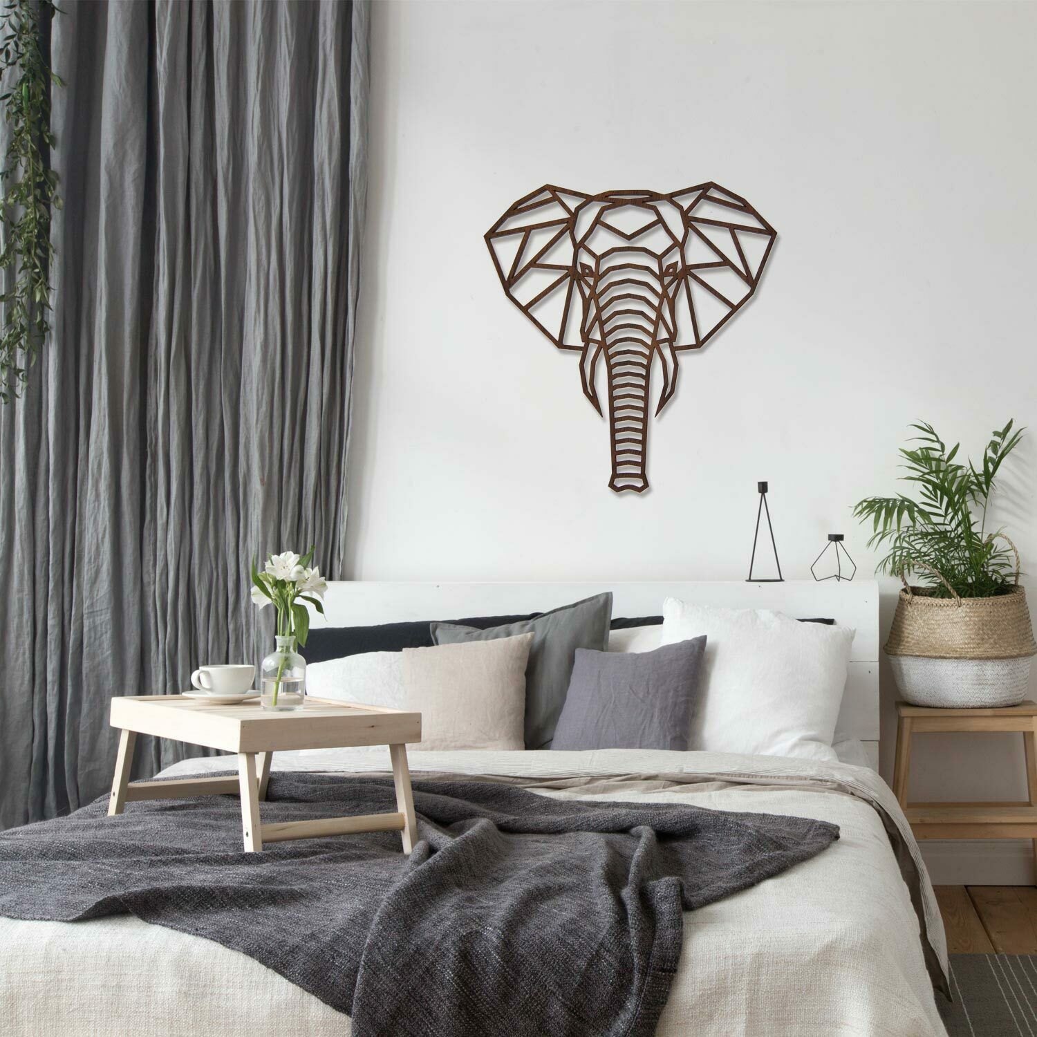 3DHO001 Dekoratives Wandobjekt, Elefant als Polygon