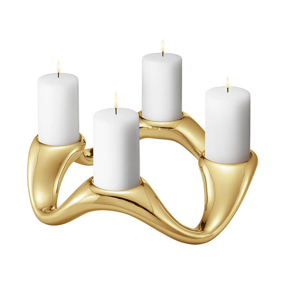 Georg Jensen - Vergoldeter Adventskranz COBRA für Stumpenkerzen