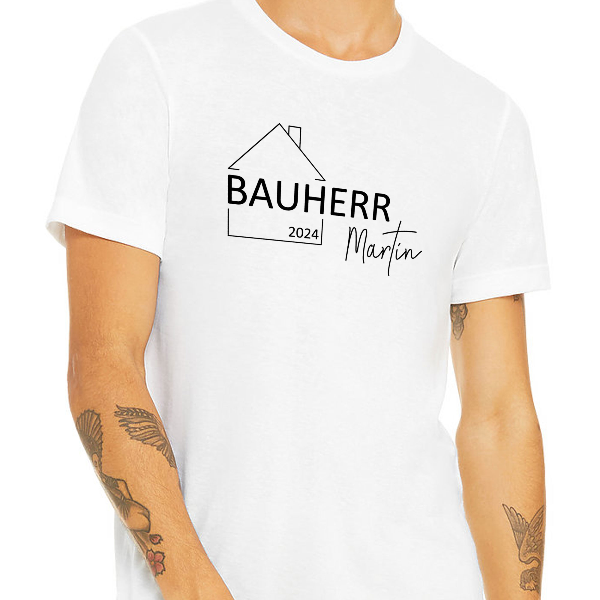 Herren Shirt mit Namen und Jahreszahl - weiss