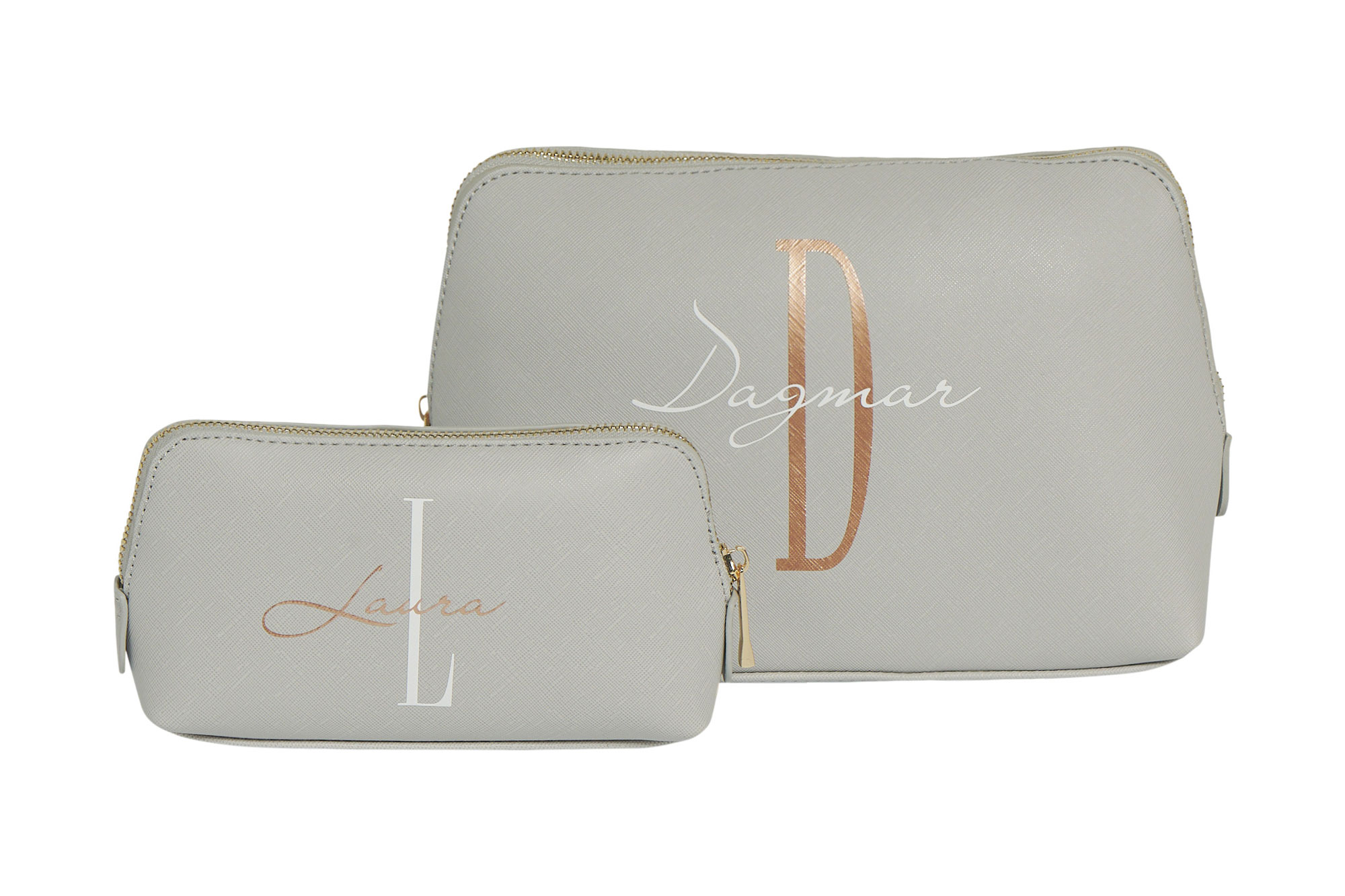 Kosmetiktasche_grau_Initial Necessaire mit Initial und Name